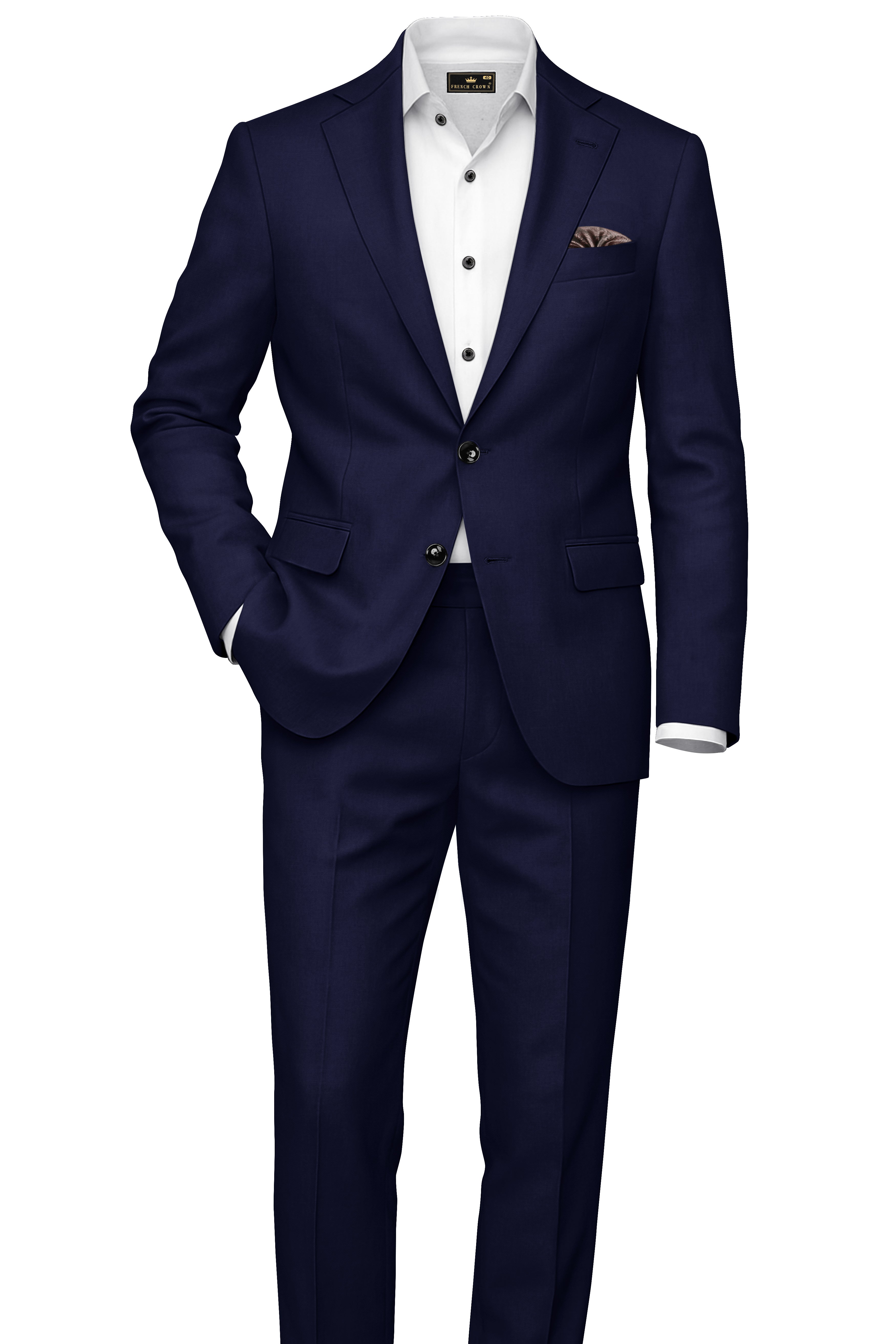 Azurion-Royal Blue Wool Rich Stretchable Waistband Pant