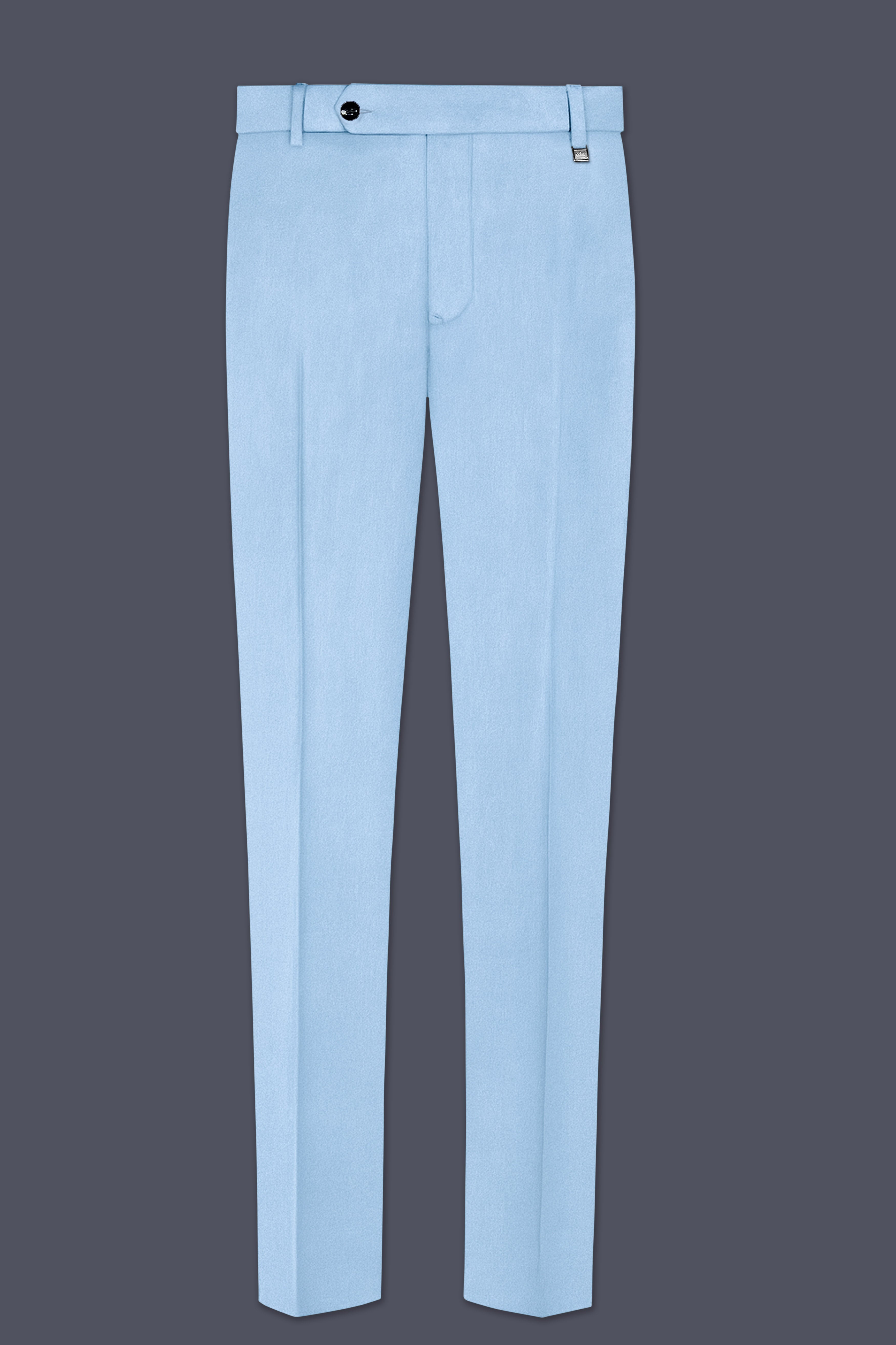 Velairis-Spindle Sky Blue Textured Velvet Stretchable Waistband Pant