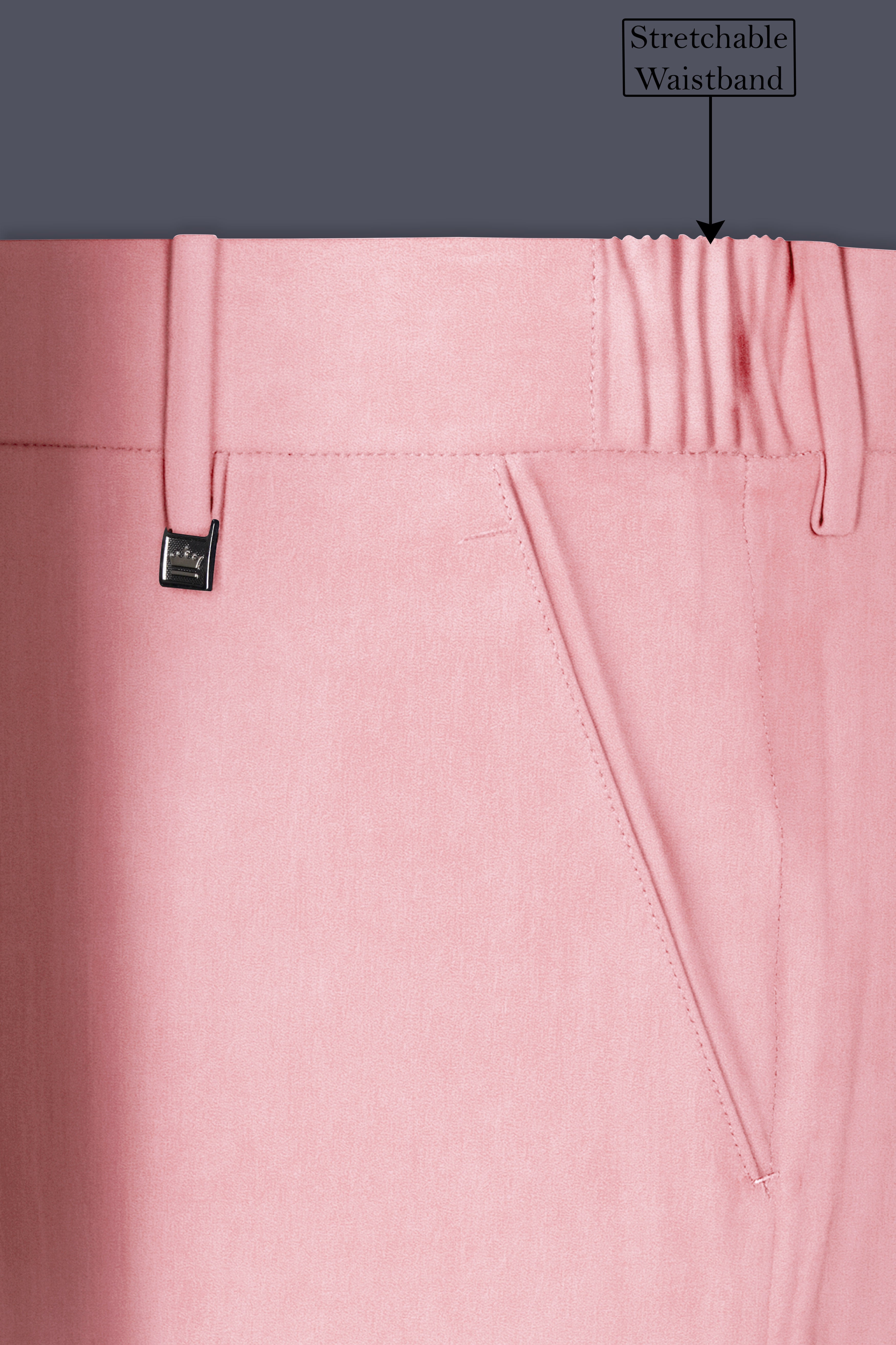 Rosivell-Careys Pink Velvet Stretchable Waistband Pant