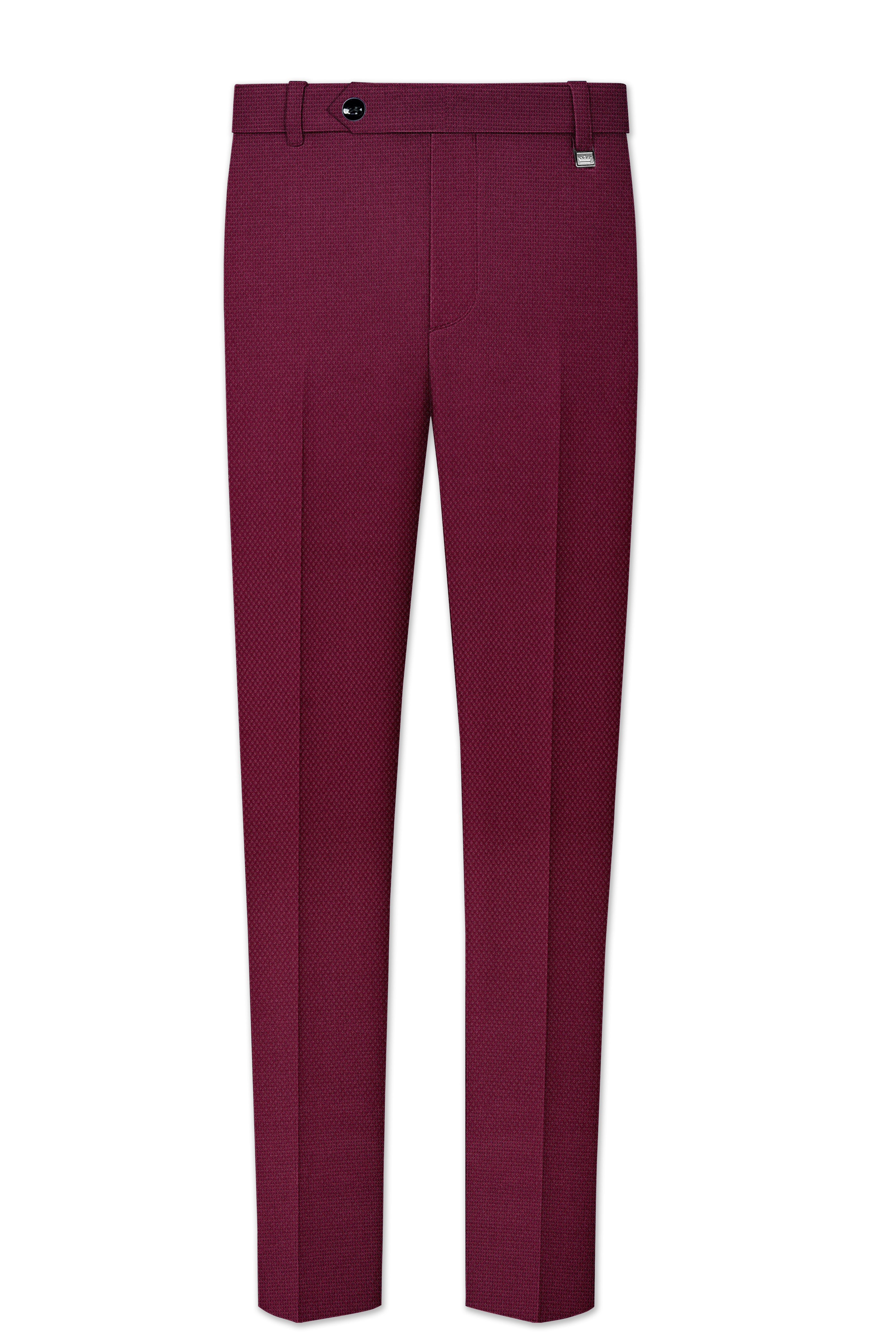 Marcrest-Castro Maroon Textured Wool Rich Stretchable Waistband Pant