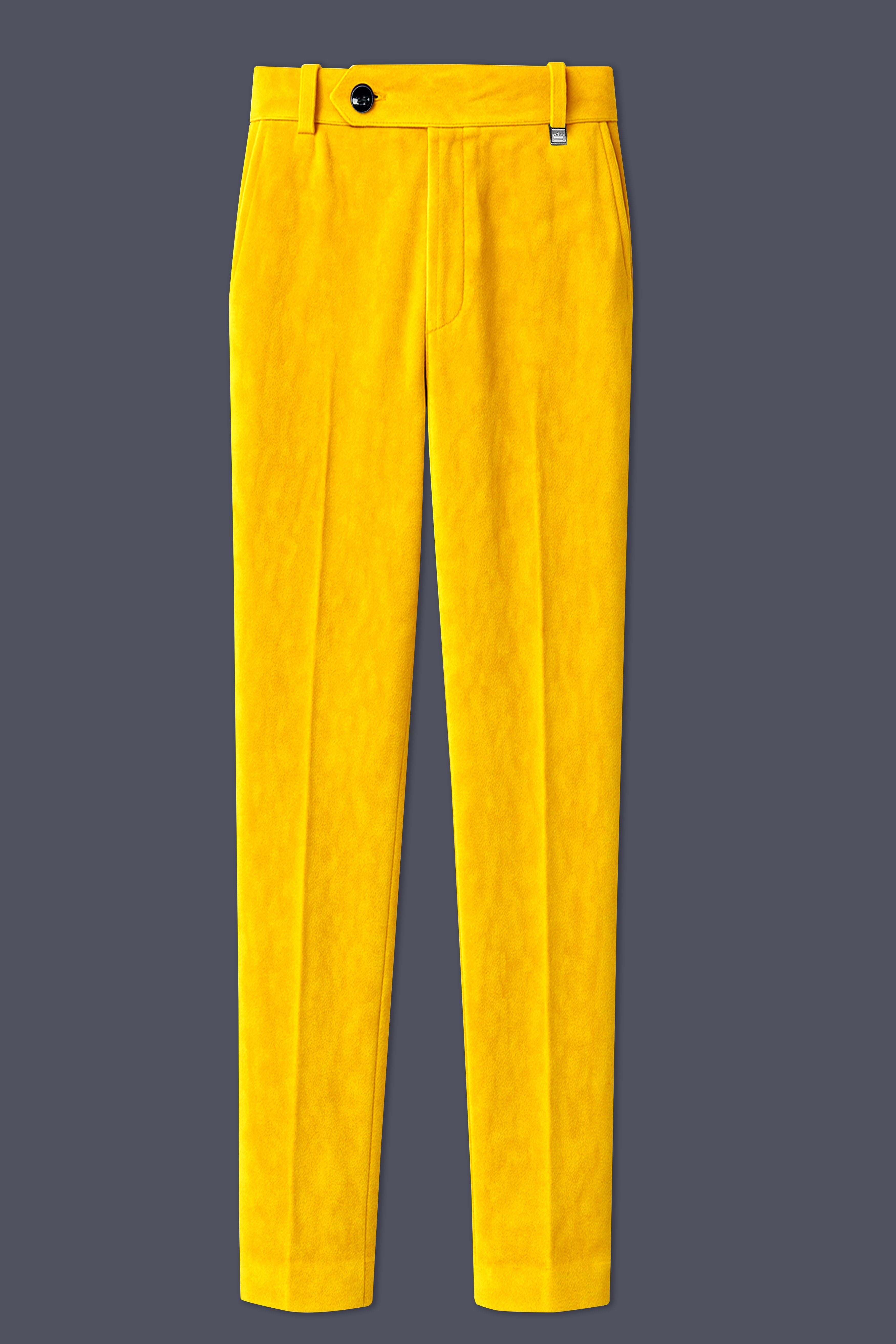 Safvell-Mustard Yellow Velvet Stretchable Waistband Pant