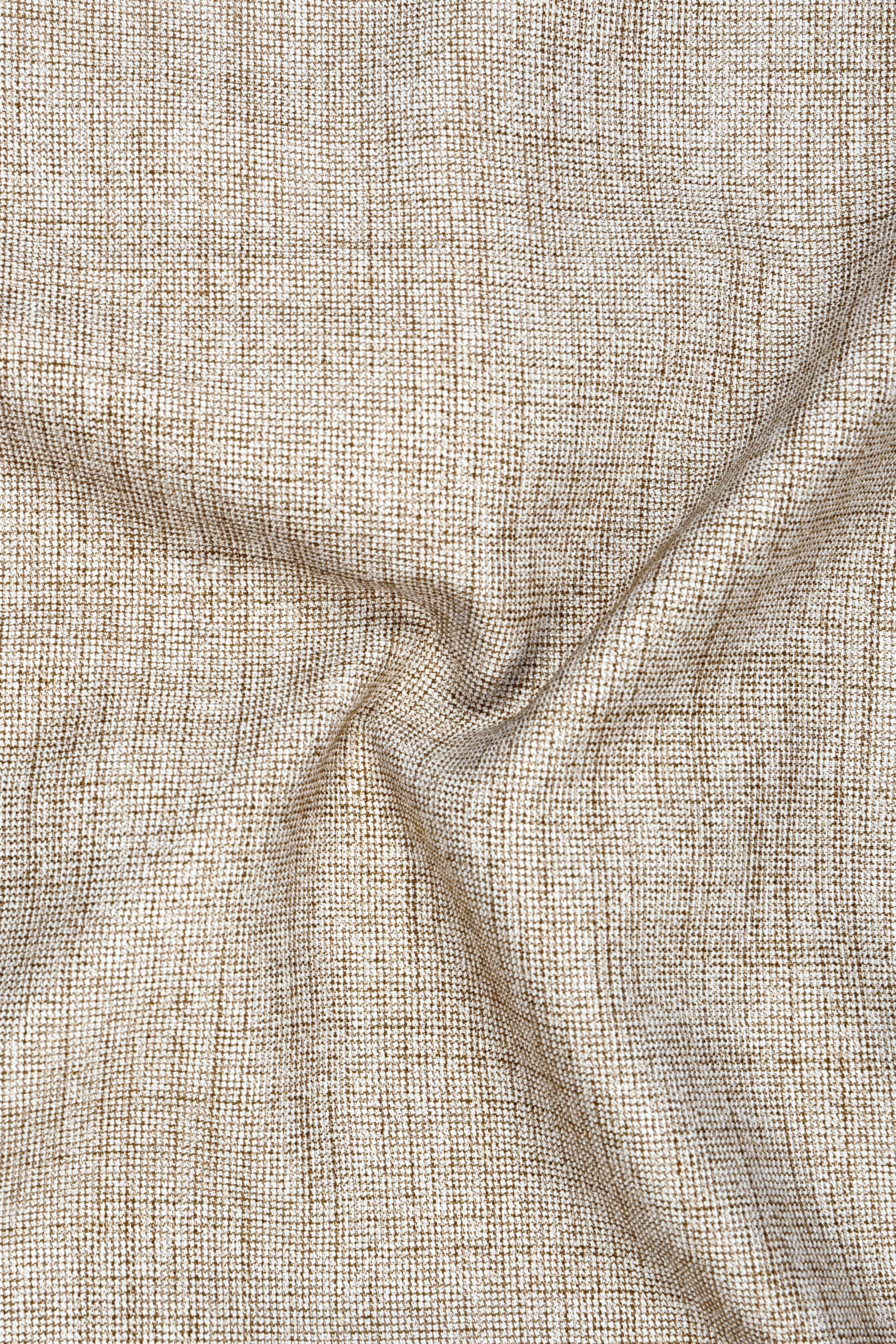 Auricrem-Martini Cream Textured Wool Rich Stretchable Waistband Pant