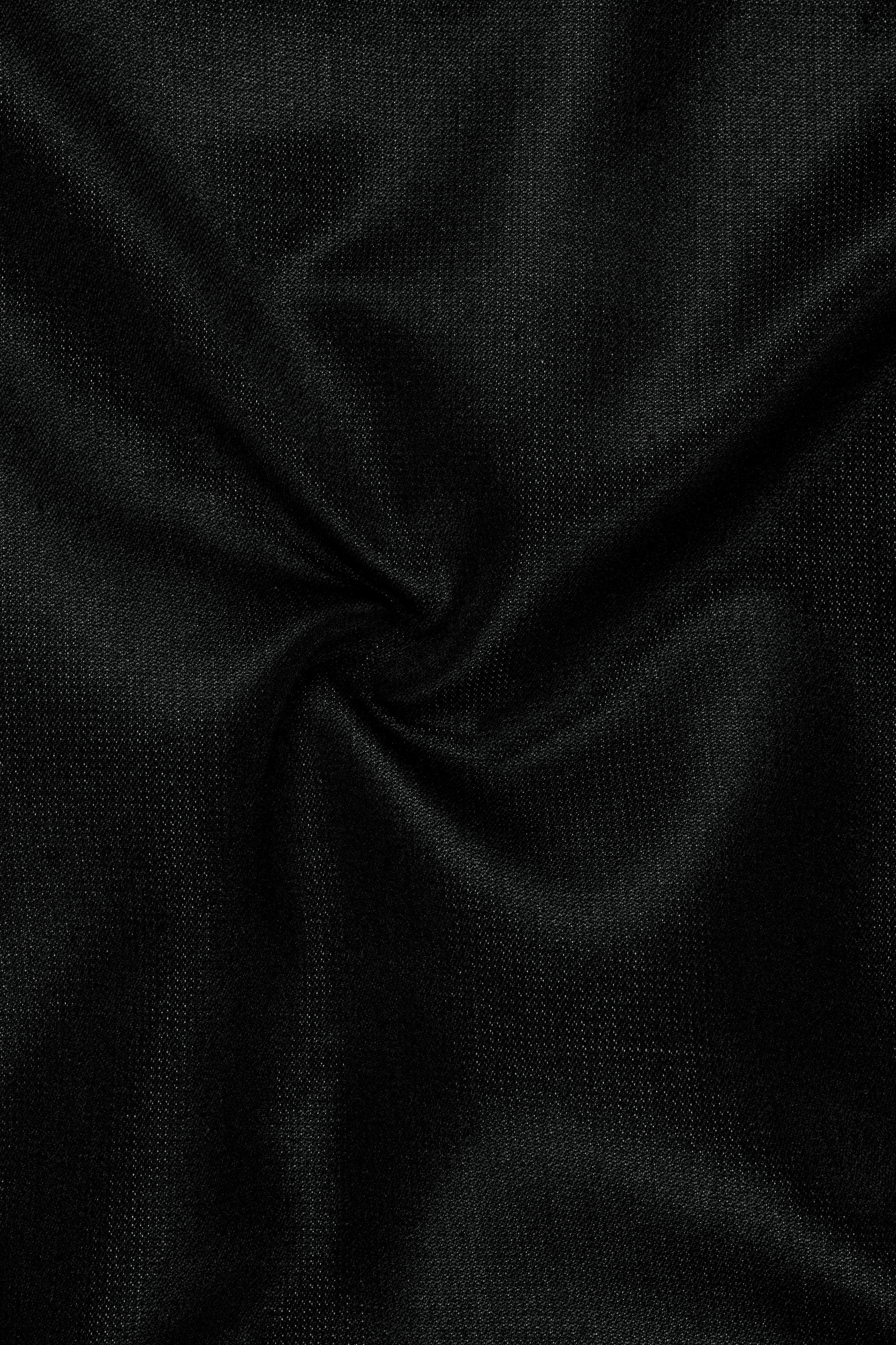 Noctivell-Jade Black Textured Wool Rich Stretchable Waistband Pant