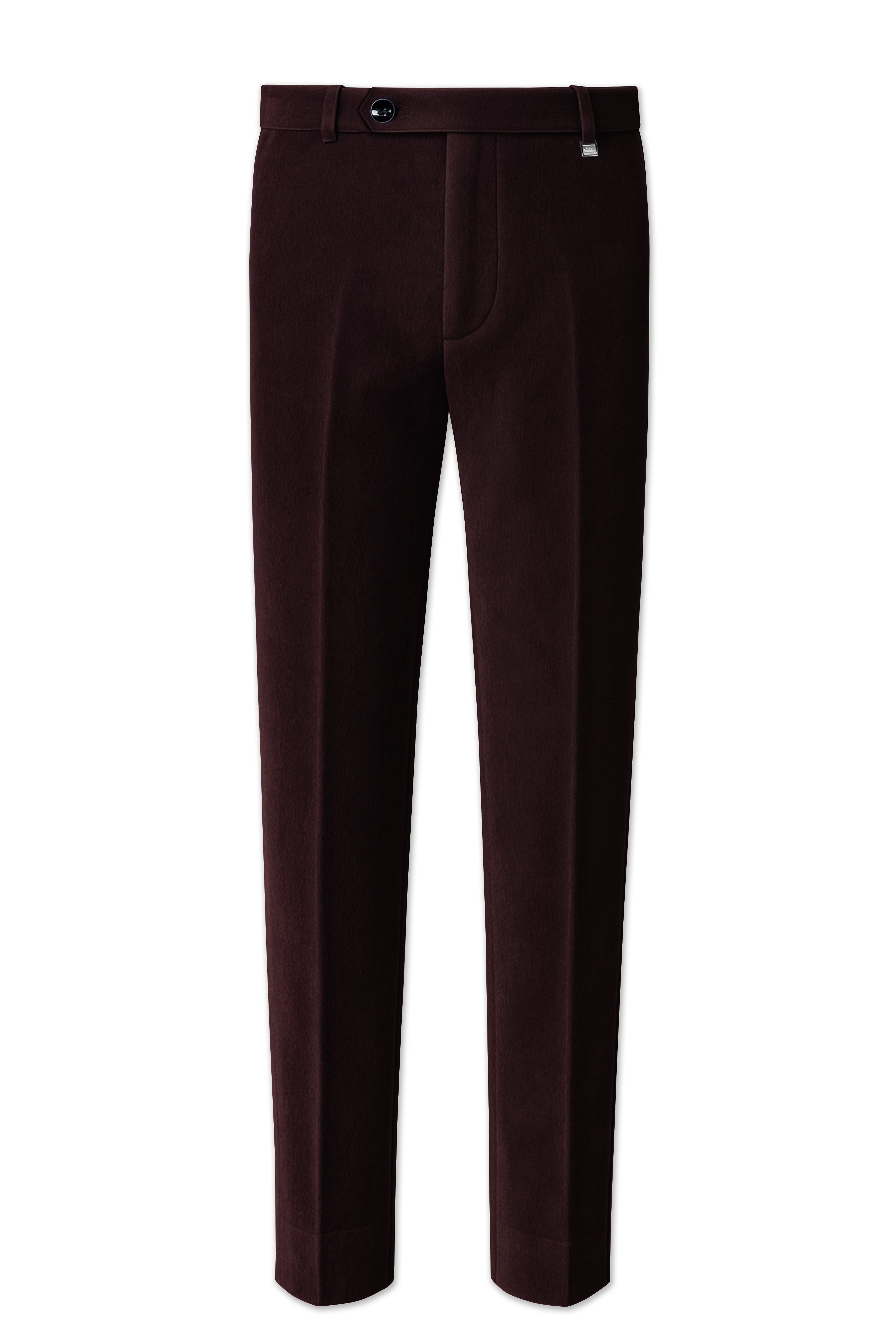 Brunvell-Asphalt Brown Velvet Stretchable Waistband Pant