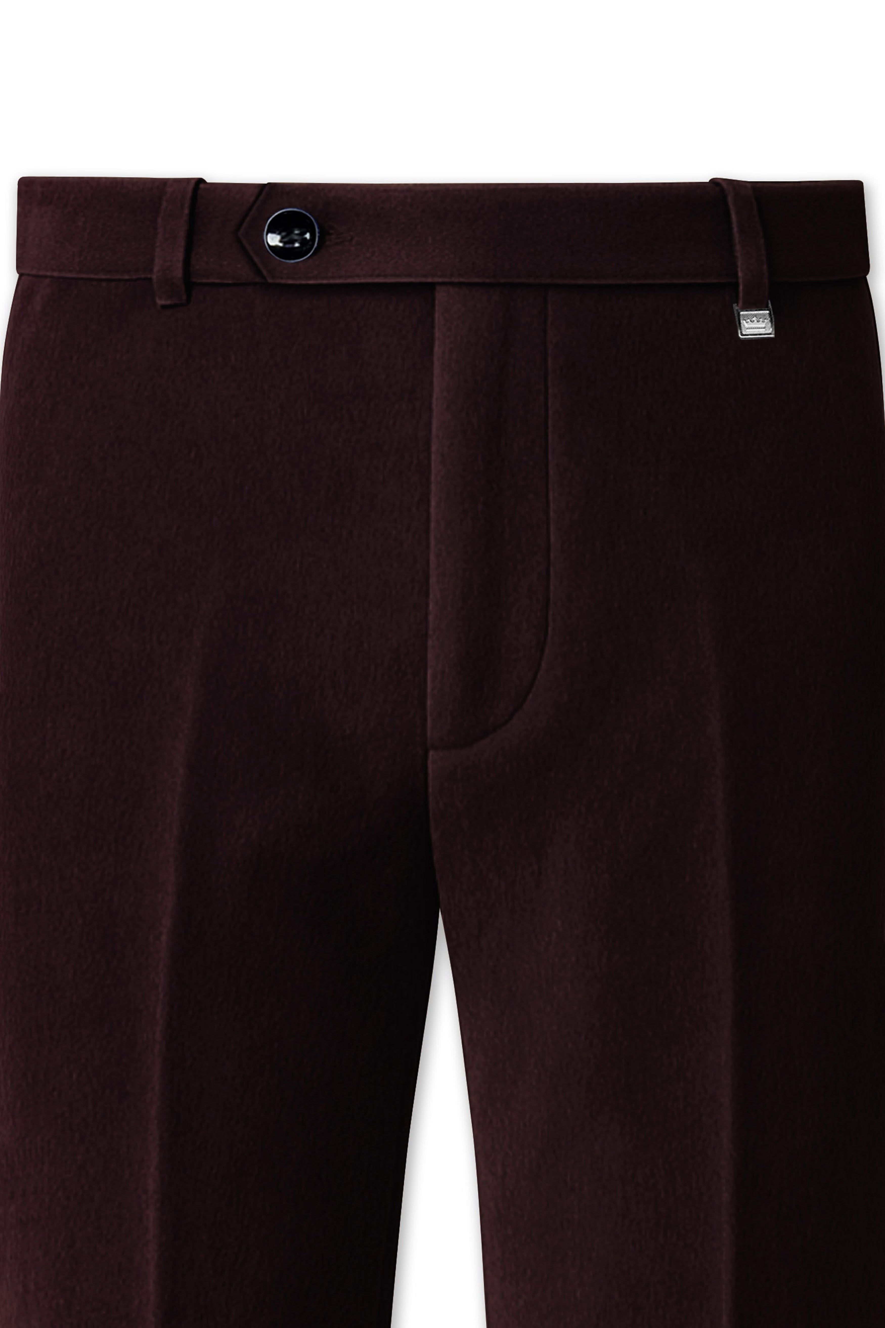 Brunvell-Asphalt Brown Velvet Stretchable Waistband Pant