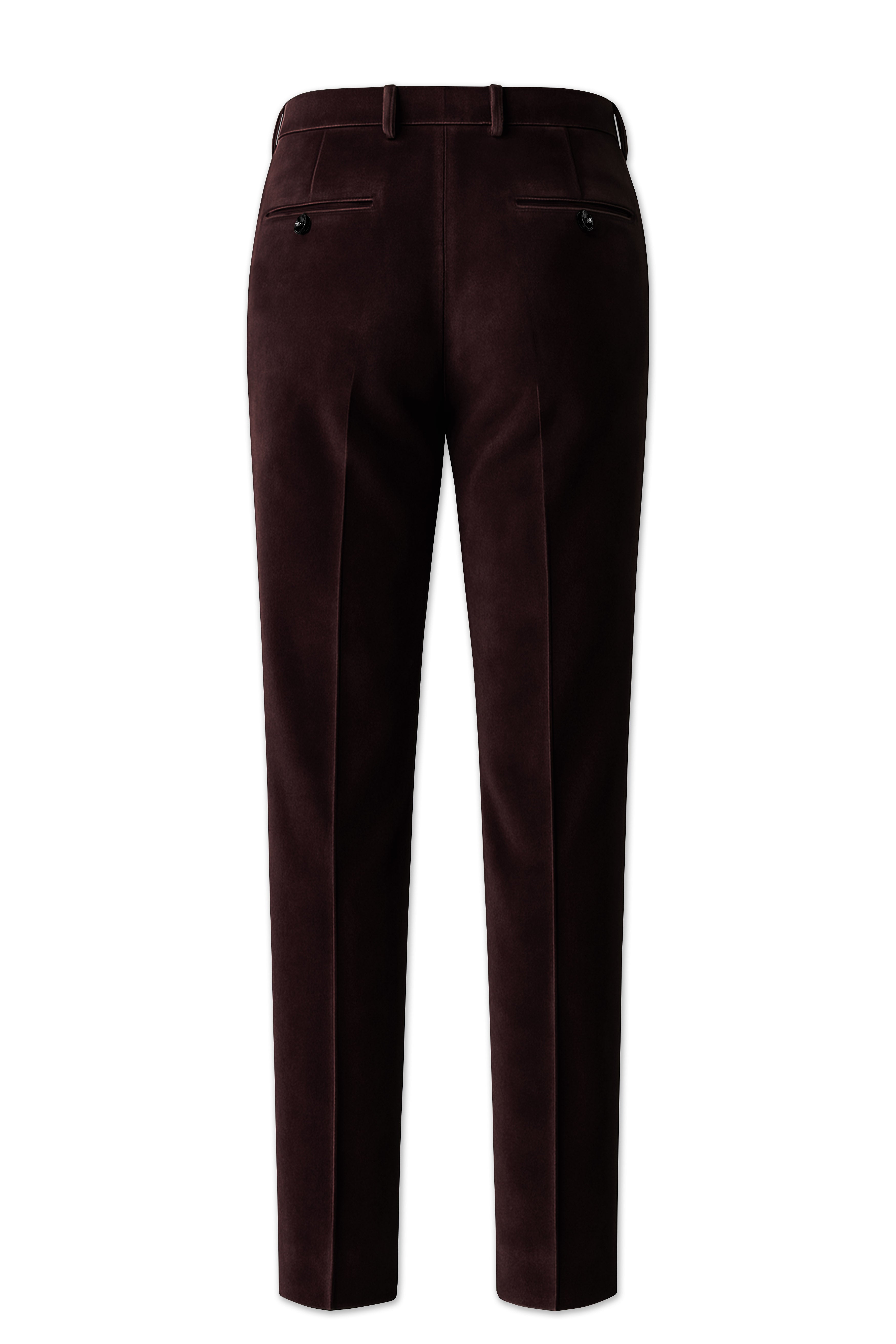 Brunvell-Asphalt Brown Velvet Stretchable Waistband Pant