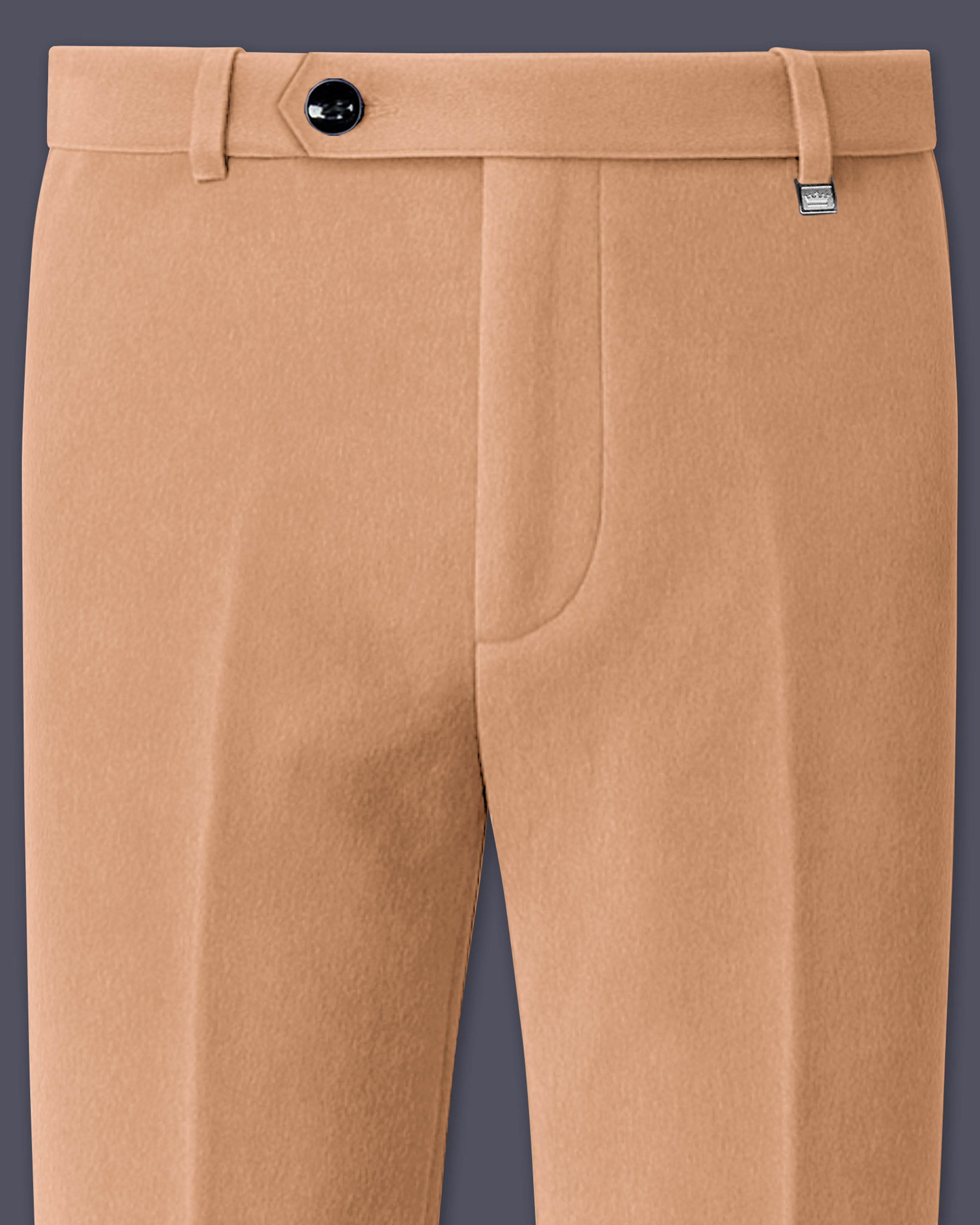 Ivorel-Fawn Cream Plain-Solid Premium Velvet Pant For Men.