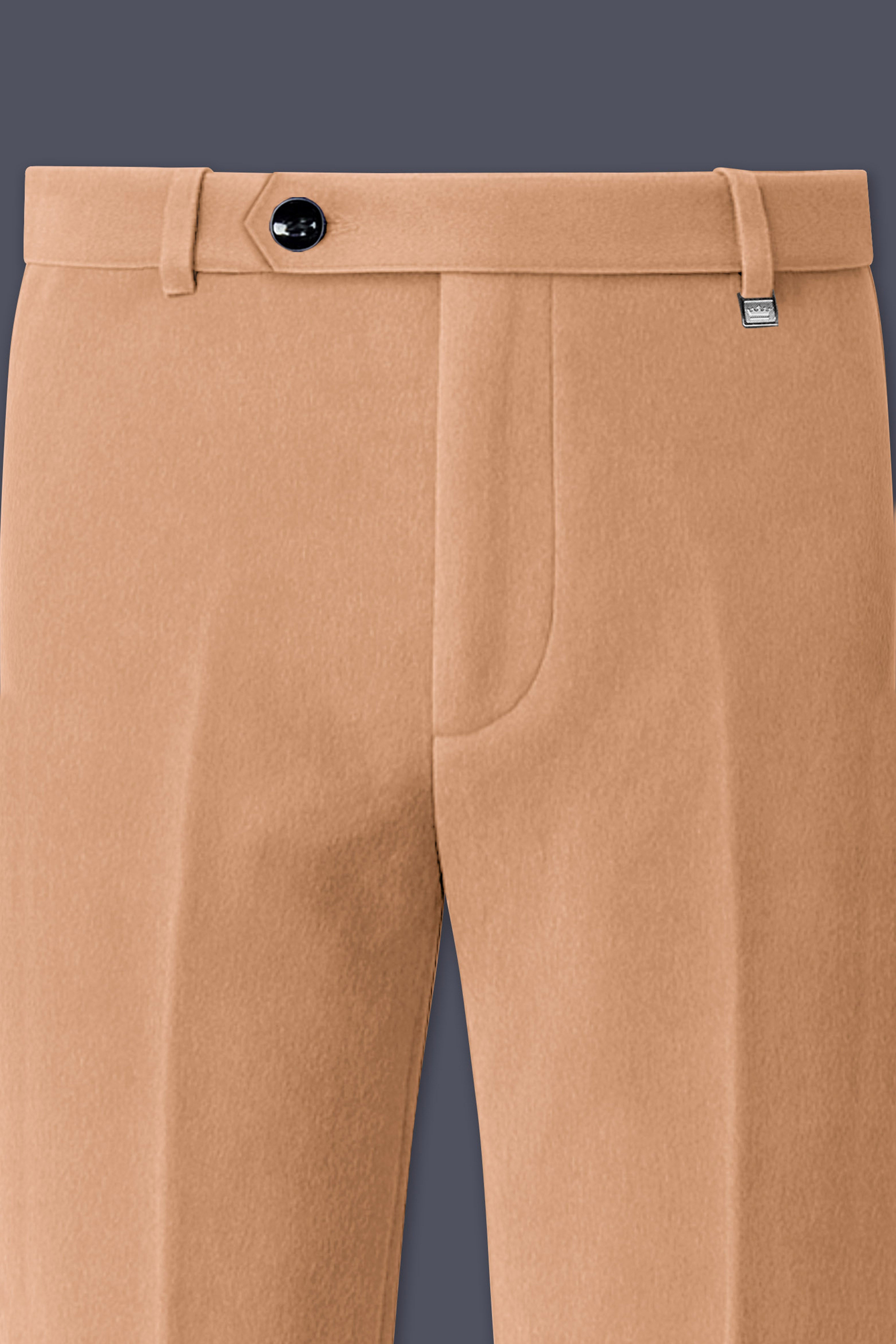 Ivorel-Fawn Cream Velvet Stretchable Waistband Pant