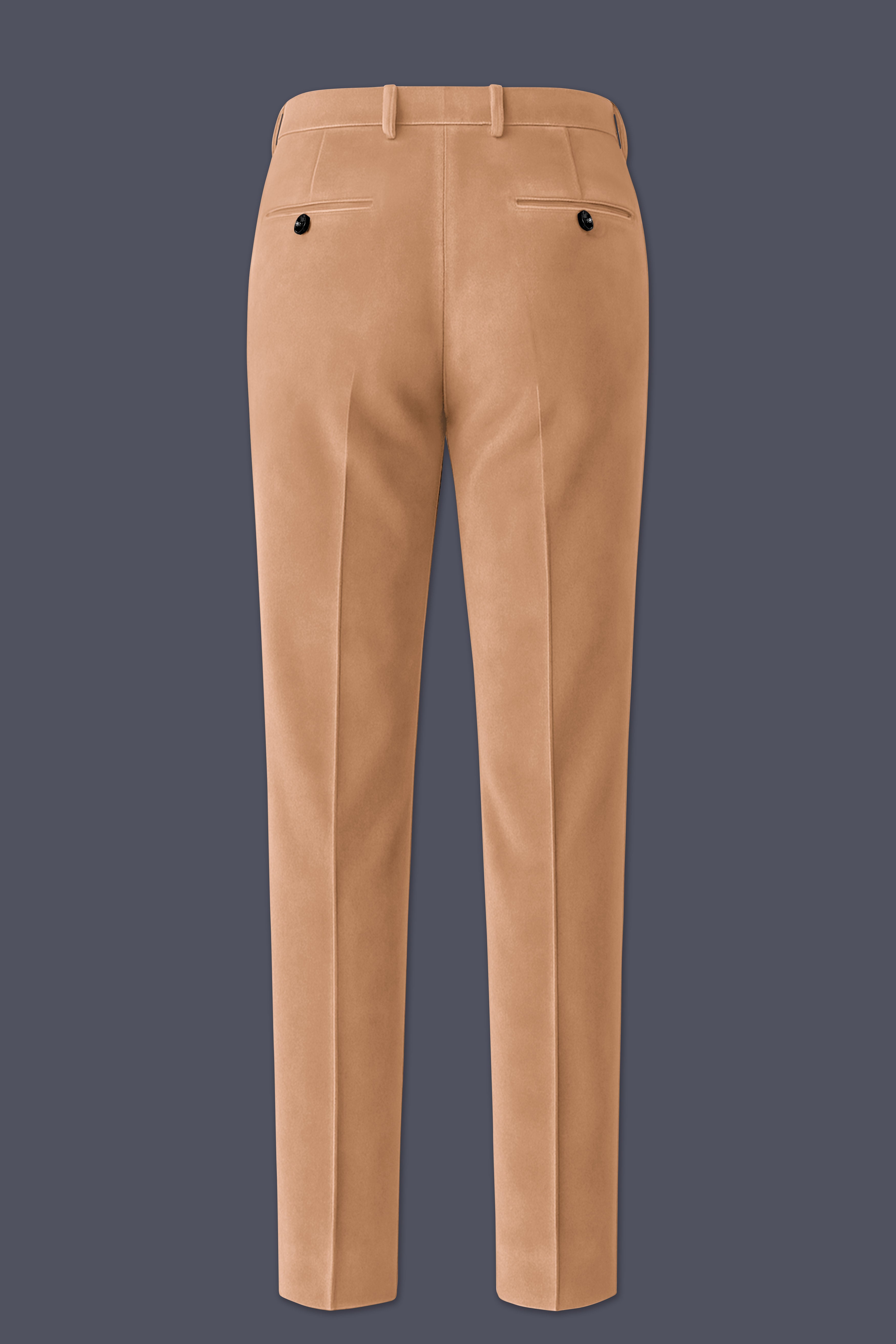 Ivorel-Fawn Cream Velvet Stretchable Waistband Pant