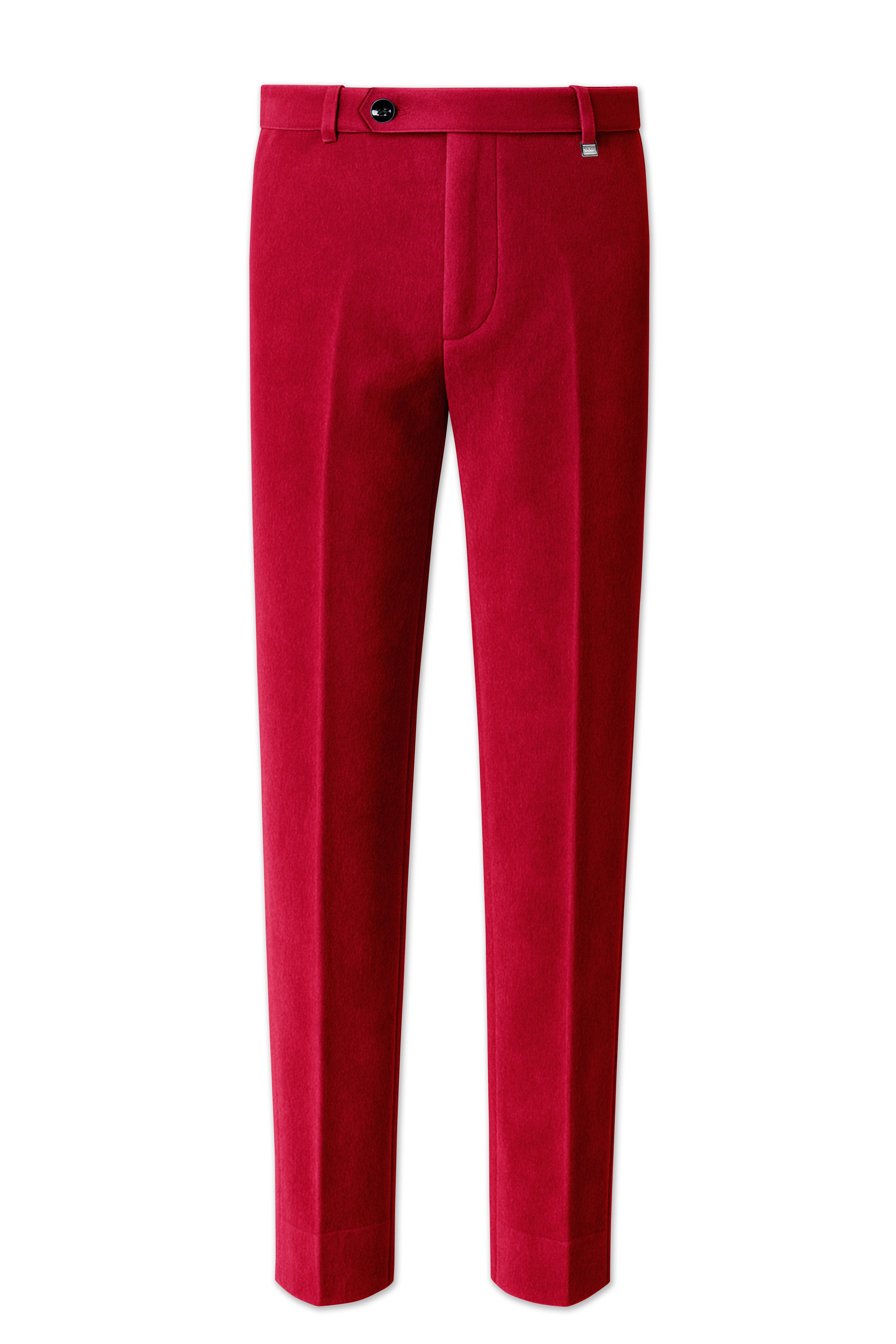Rubivell-Carmine Red Velvet Stretchable Waistband Pant