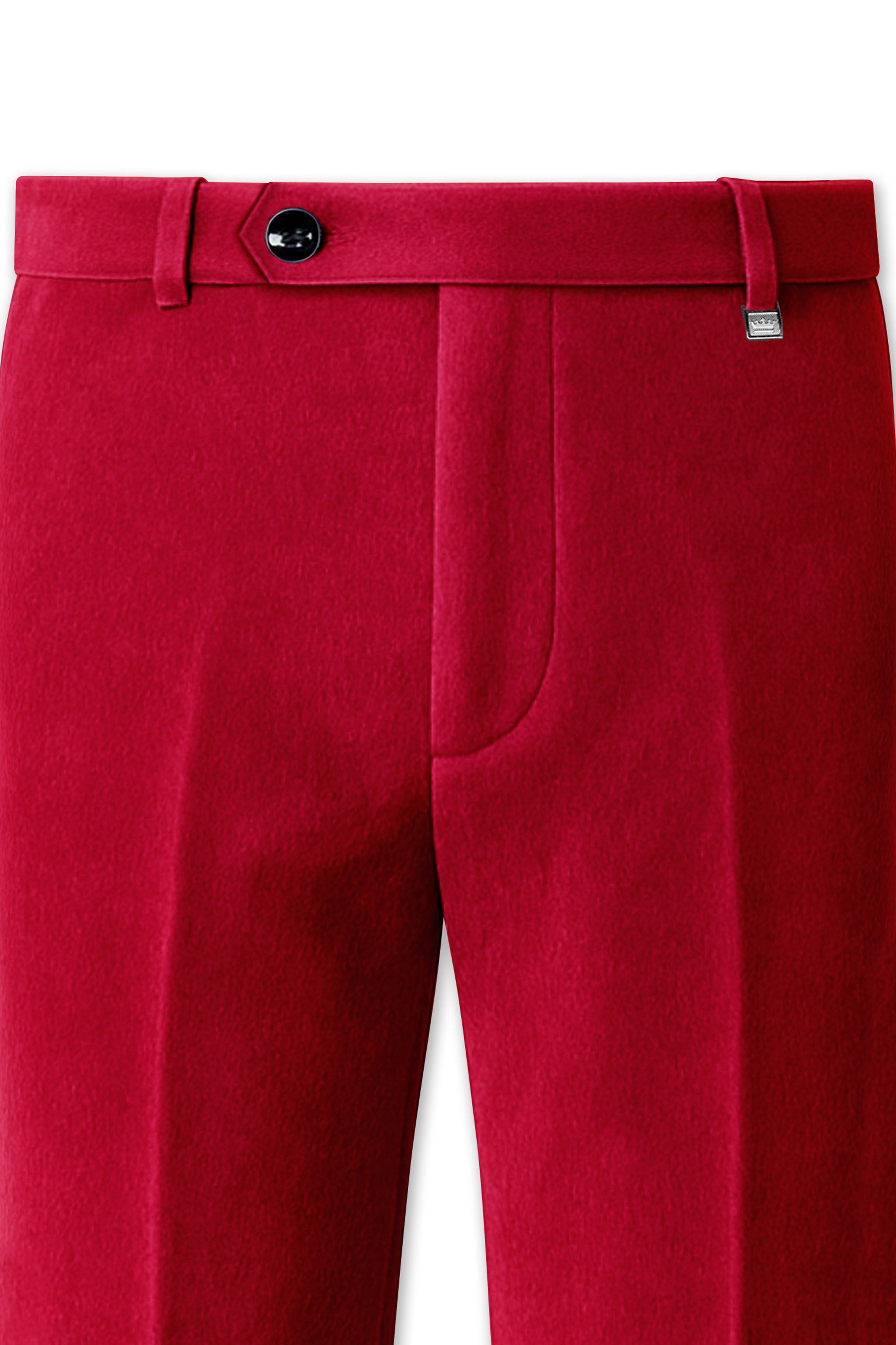 Rubivell-Carmine Red Velvet Stretchable Waistband Pant