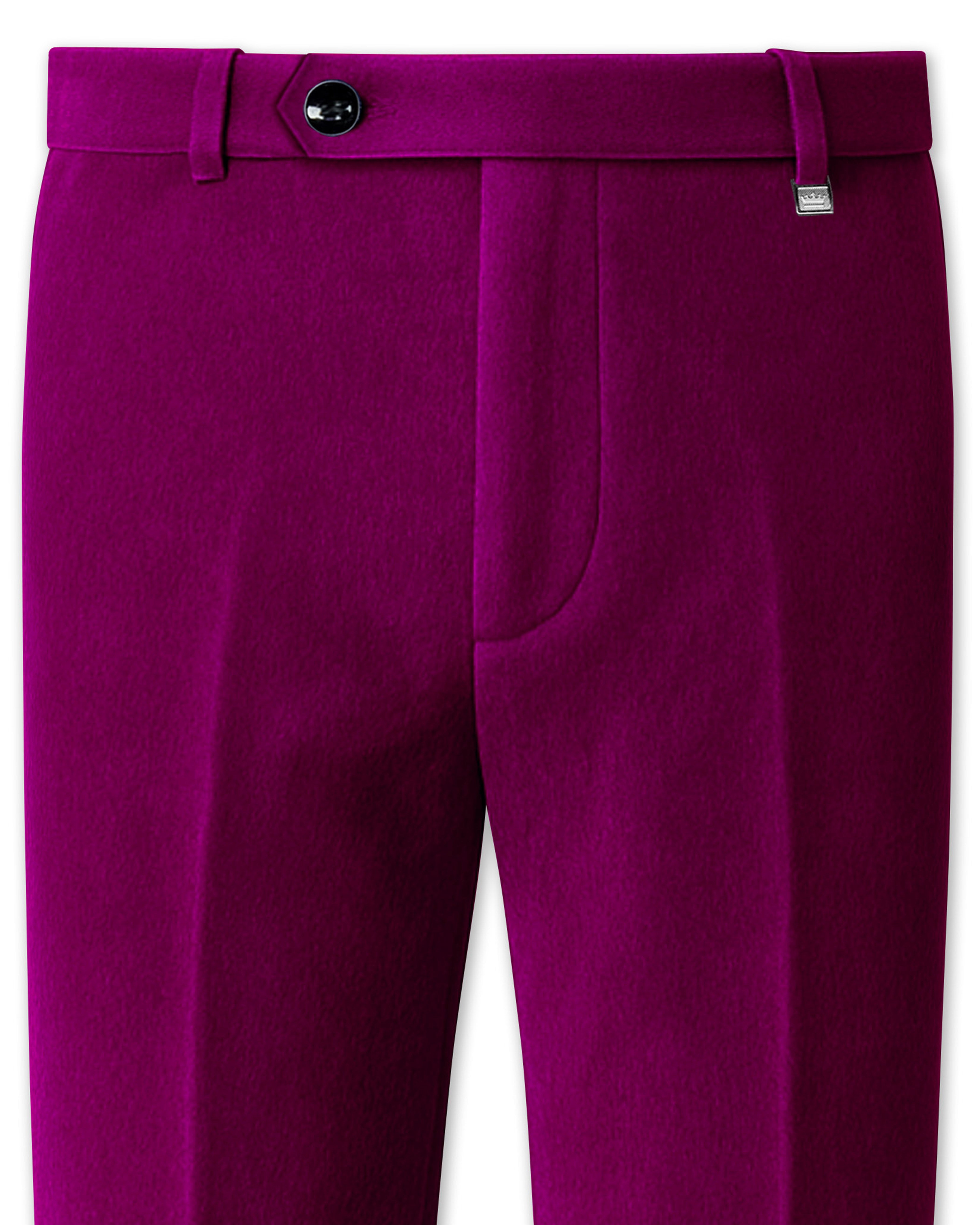Velcrimora-Mulberry Purple Plain-Solid Premium Velvet Pant For Men.