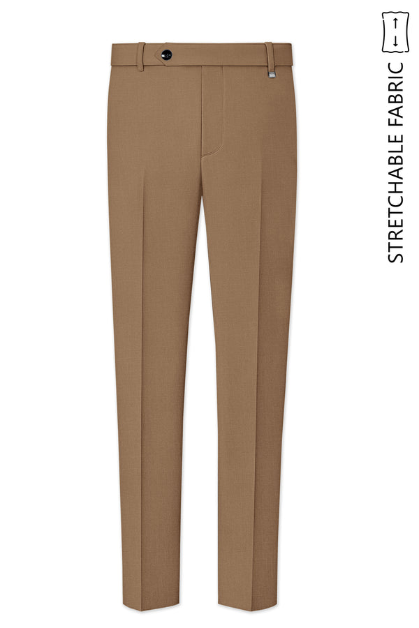Cremont-Mocha Brown Luxurious Linen Stretchable Waistband Pant