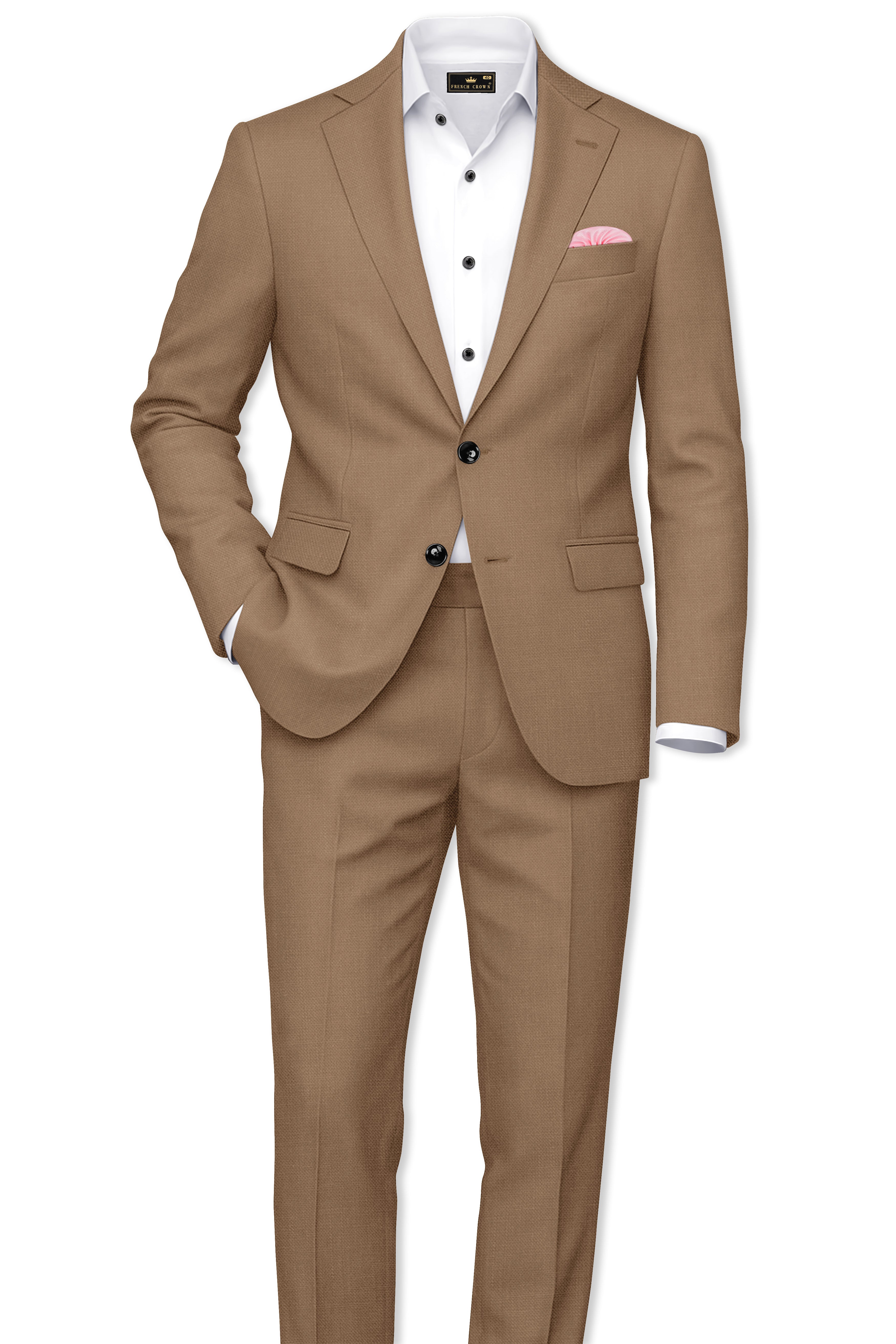 Cremont-Mocha Brown Luxurious Linen Stretchable Waistband Pant