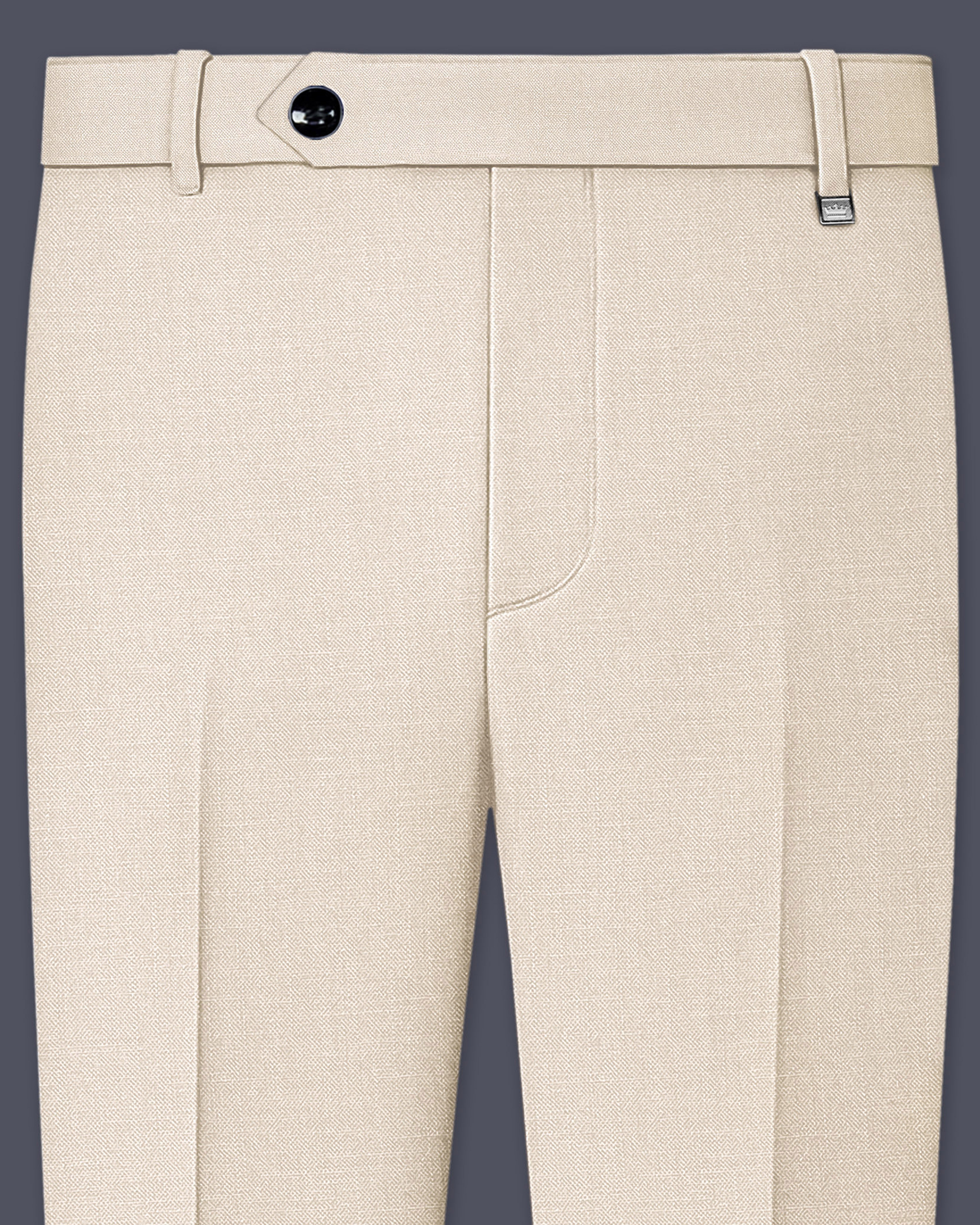 Ivoreo-Merino Cream Solid Premium Linen Pant For Men.