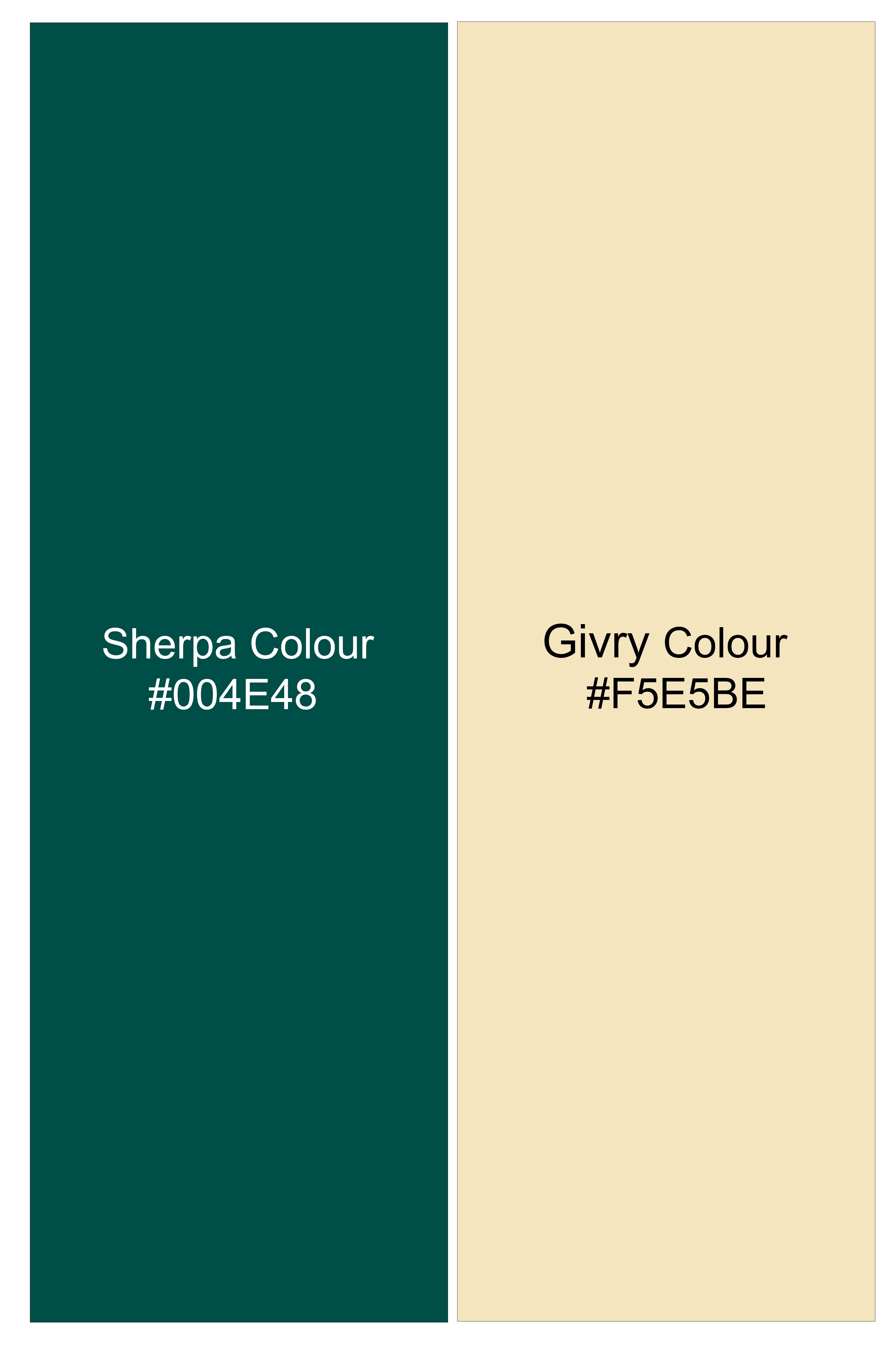 Aurevra-Sherpa Green and Givry Cream Hexagon Sequin and Thread Embroidered Designer Stretchable Waistband Pant