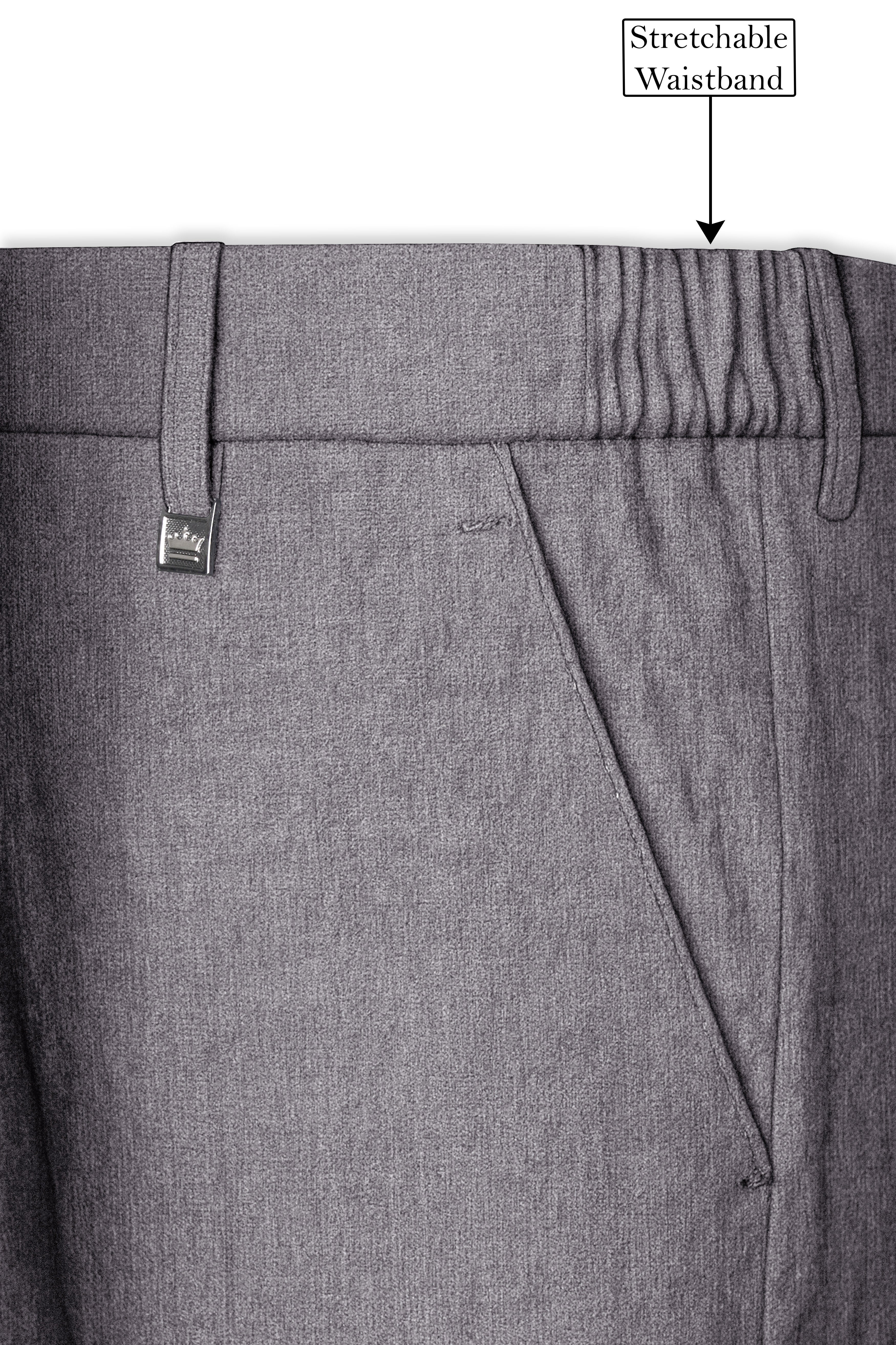 Cinerro-Monsoon Gray Luxurious Linen Stretchable Waistband Pant