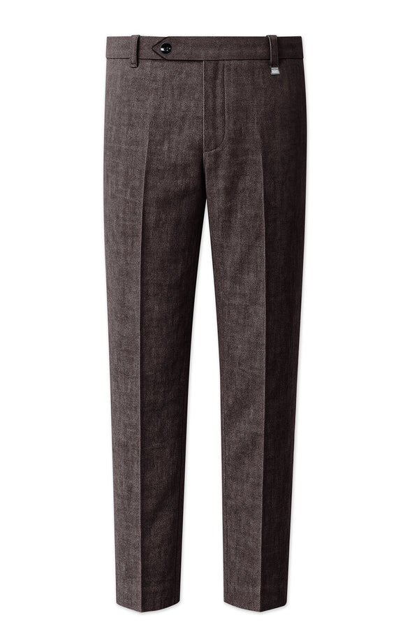 Terravo-Iridium Brown Luxurious Linen Stretchable Waistband Pant