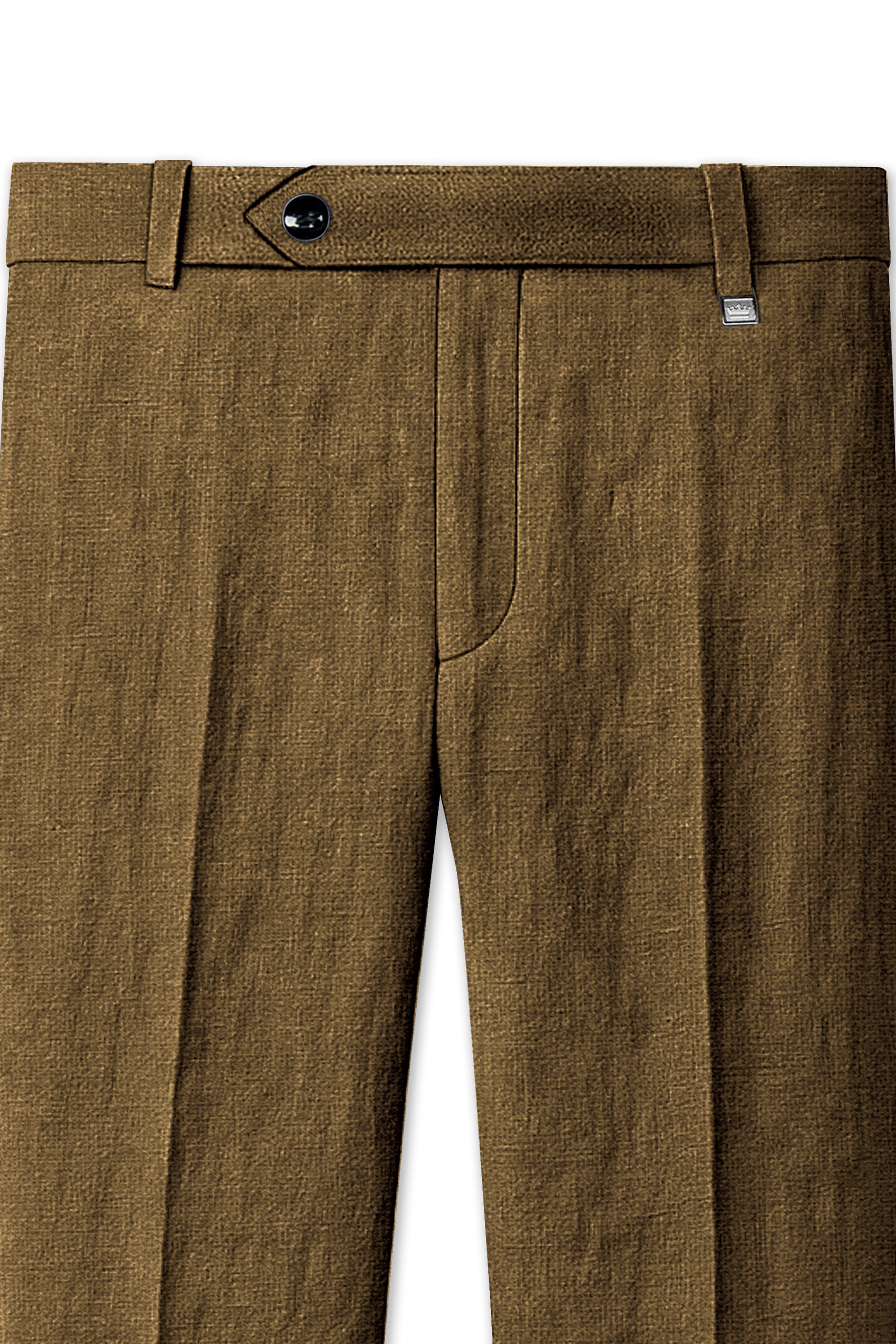 Brunoro-Shadow Brown Luxurious Linen Stretchable Waistband Pant