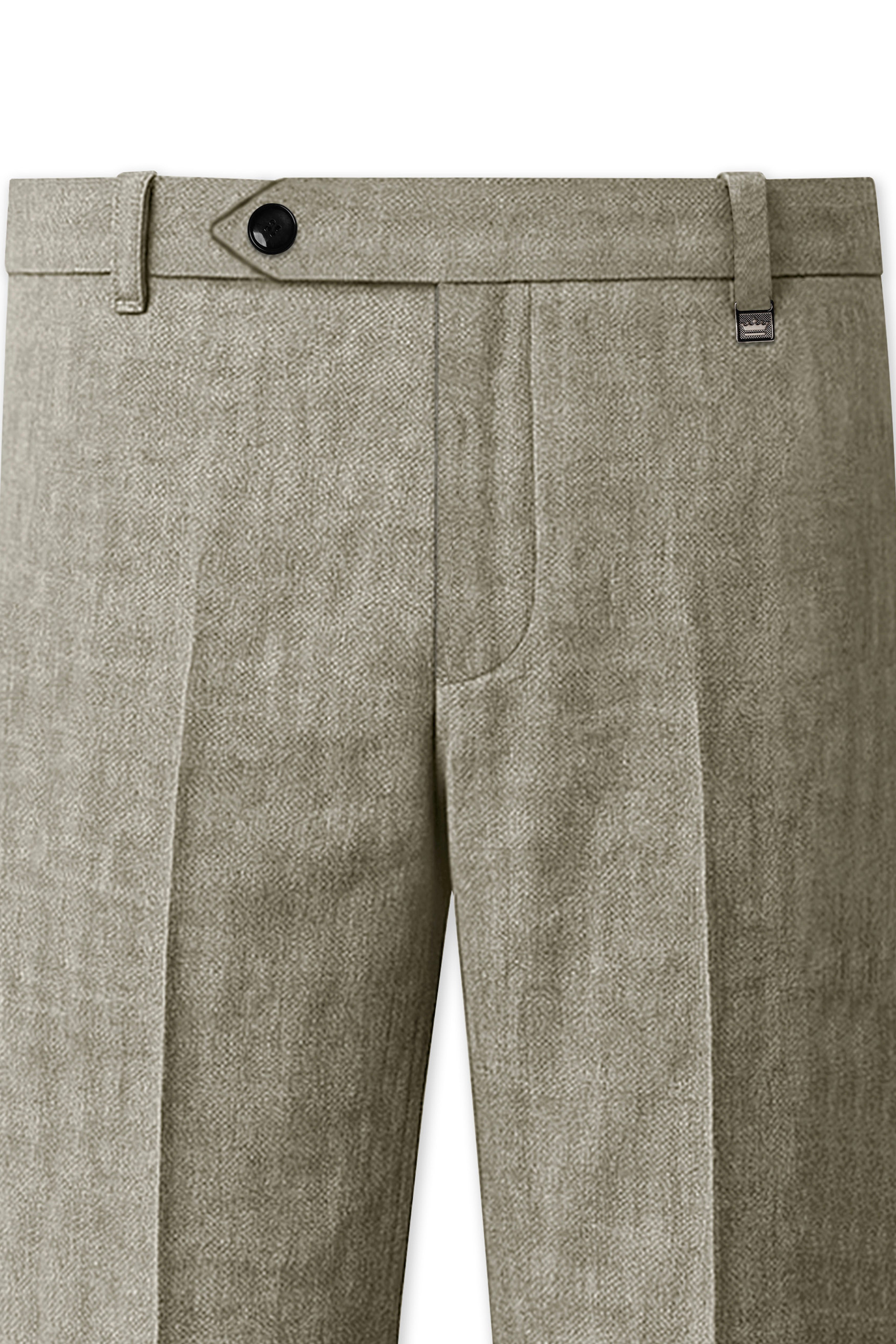 Virenza-Thistle Green Luxurious Linen Stretchable Waistband Pant