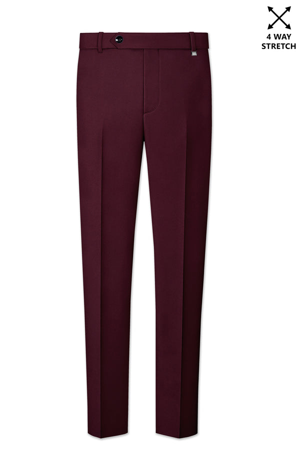 Flexmaro-Korean Crater Maroon 4-Way Stretch Wool Rich Stretchable Waistband Pant