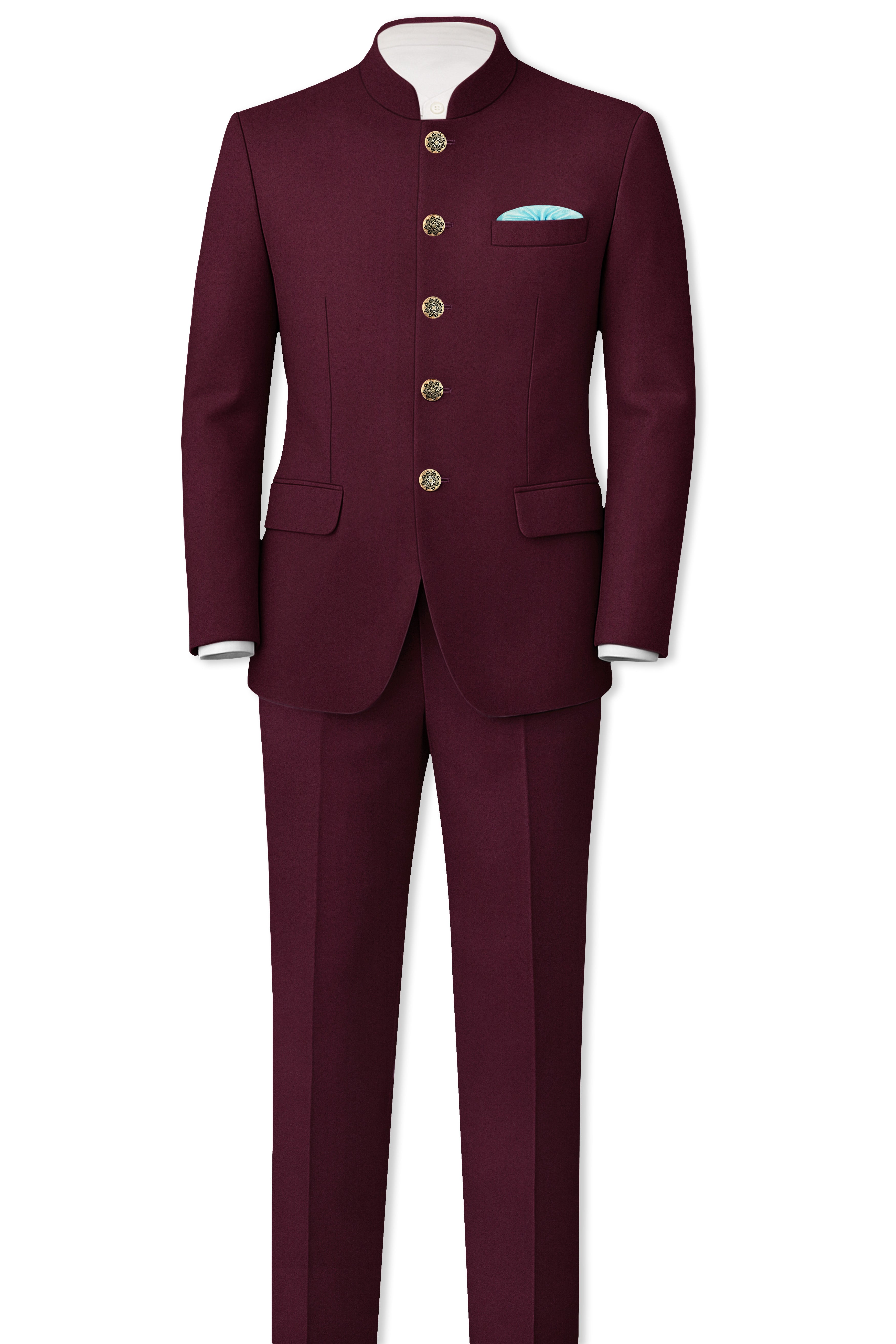Flexmaro-Korean Crater Maroon 4-Way Stretch Wrinkle-Free Wool Rich Stretchable Waistband Pant