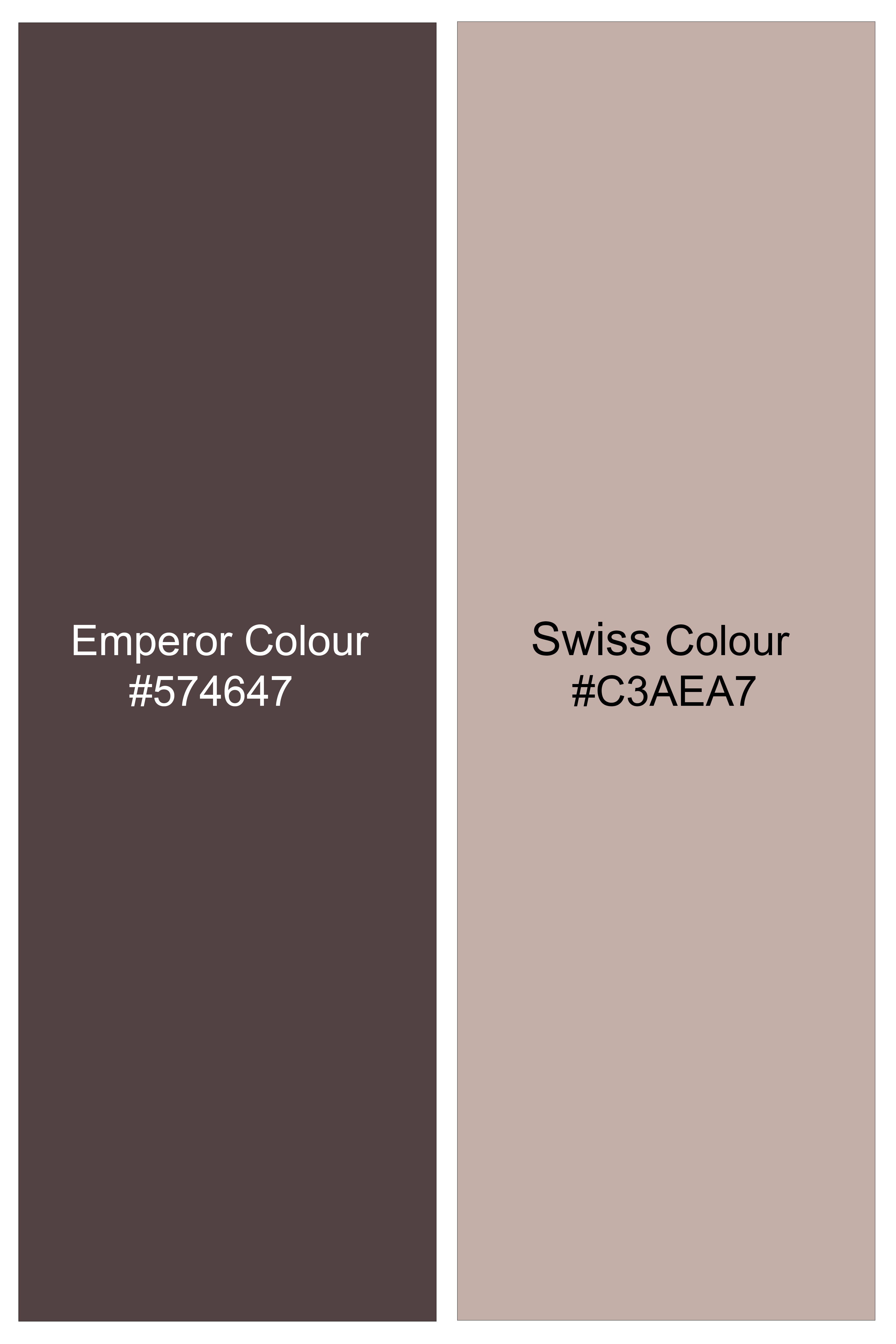 Imperium-Emperor Brown And Swiss Cream Gingham Plaid Tweed Stretchable Waistband Pant