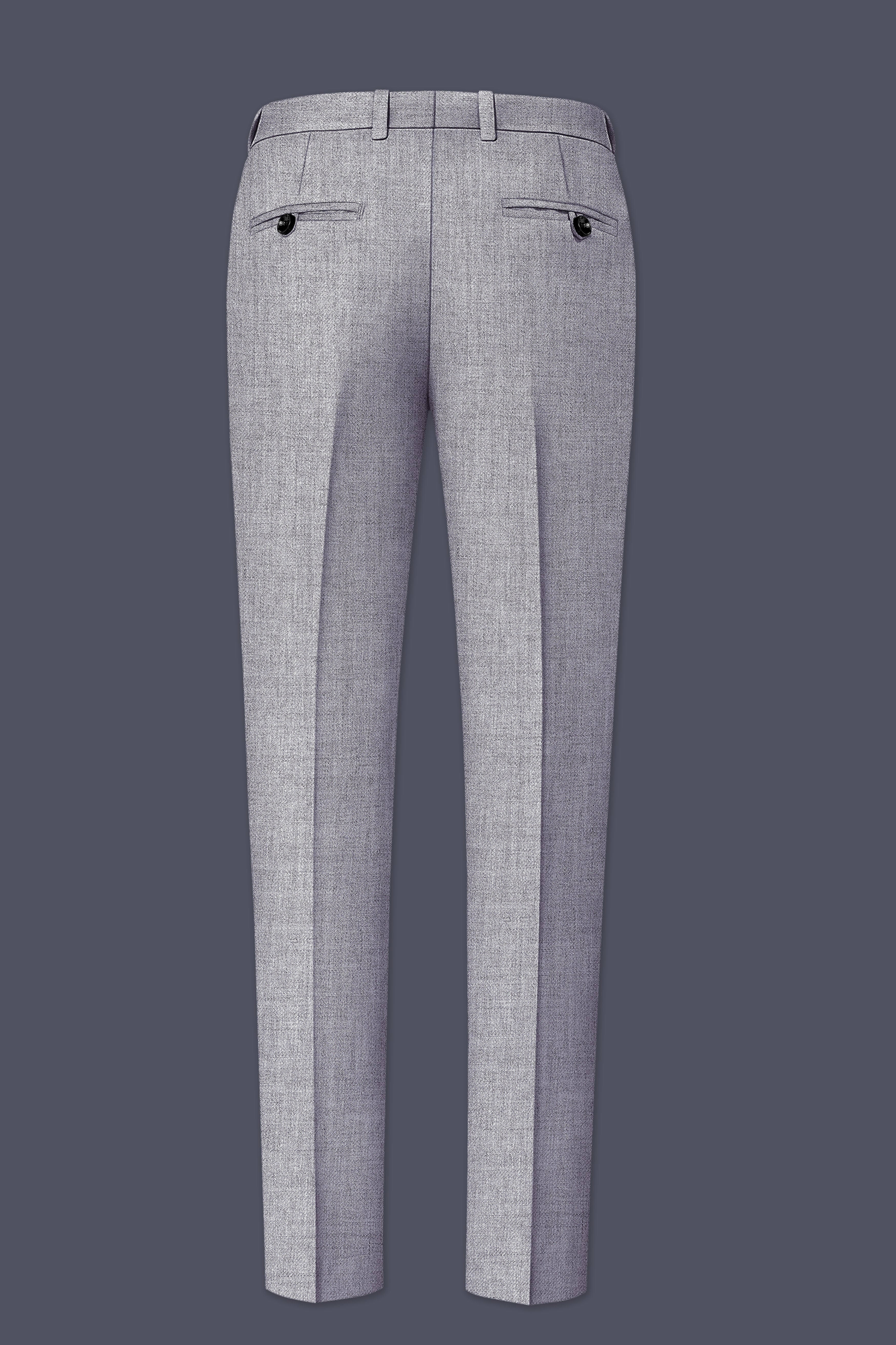 Alpine-Mountain Mist Gray Textured Tweed Stretchable Waistband Pant