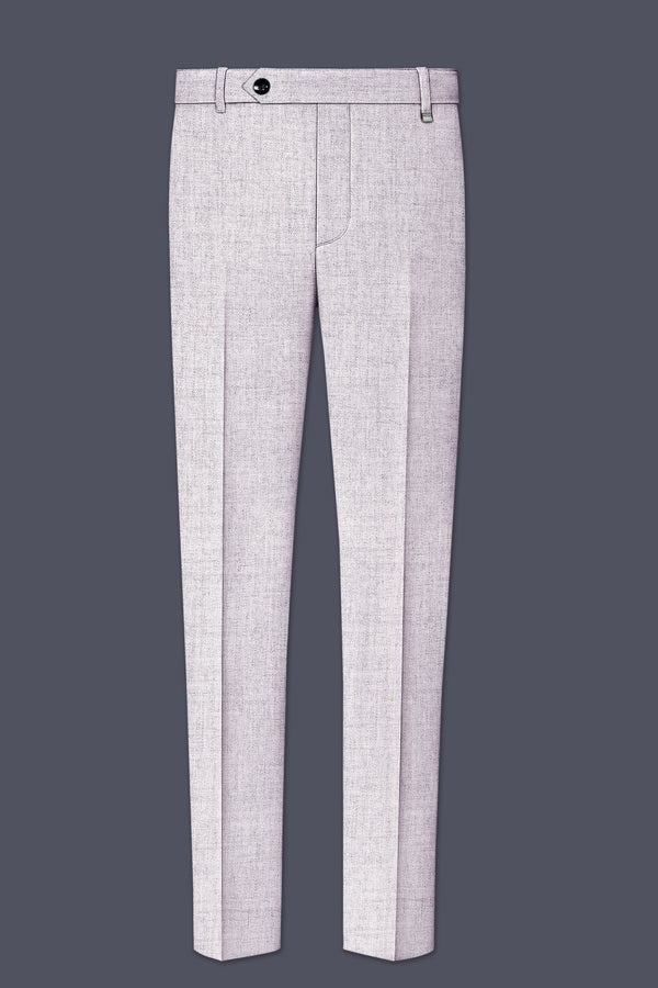 Glacier-Lilac Gray Textured Tweed Stretchable Waistband Pant