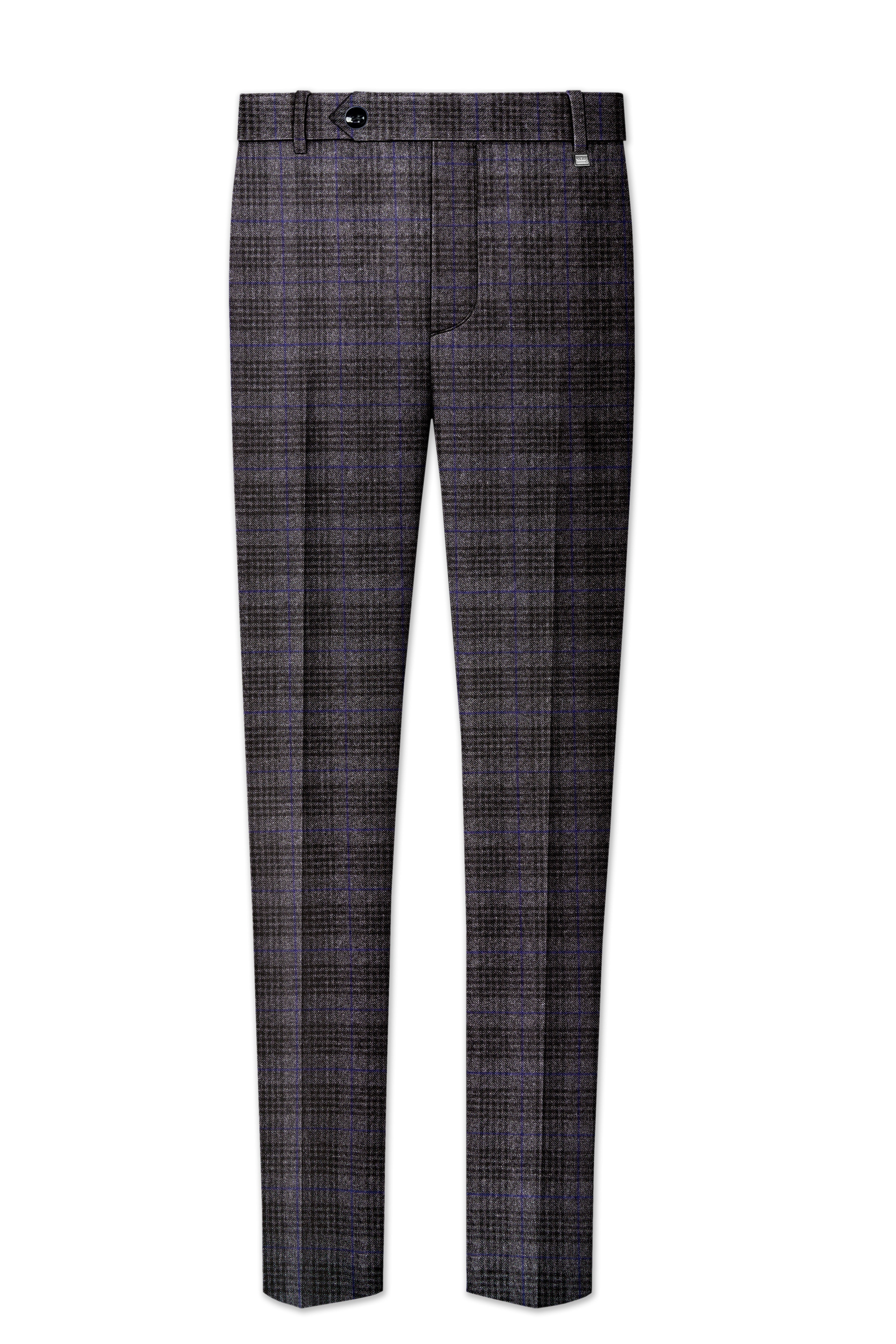 Cinerro-Shark Gray Plaid Tweed Stretchable Waistband Pant