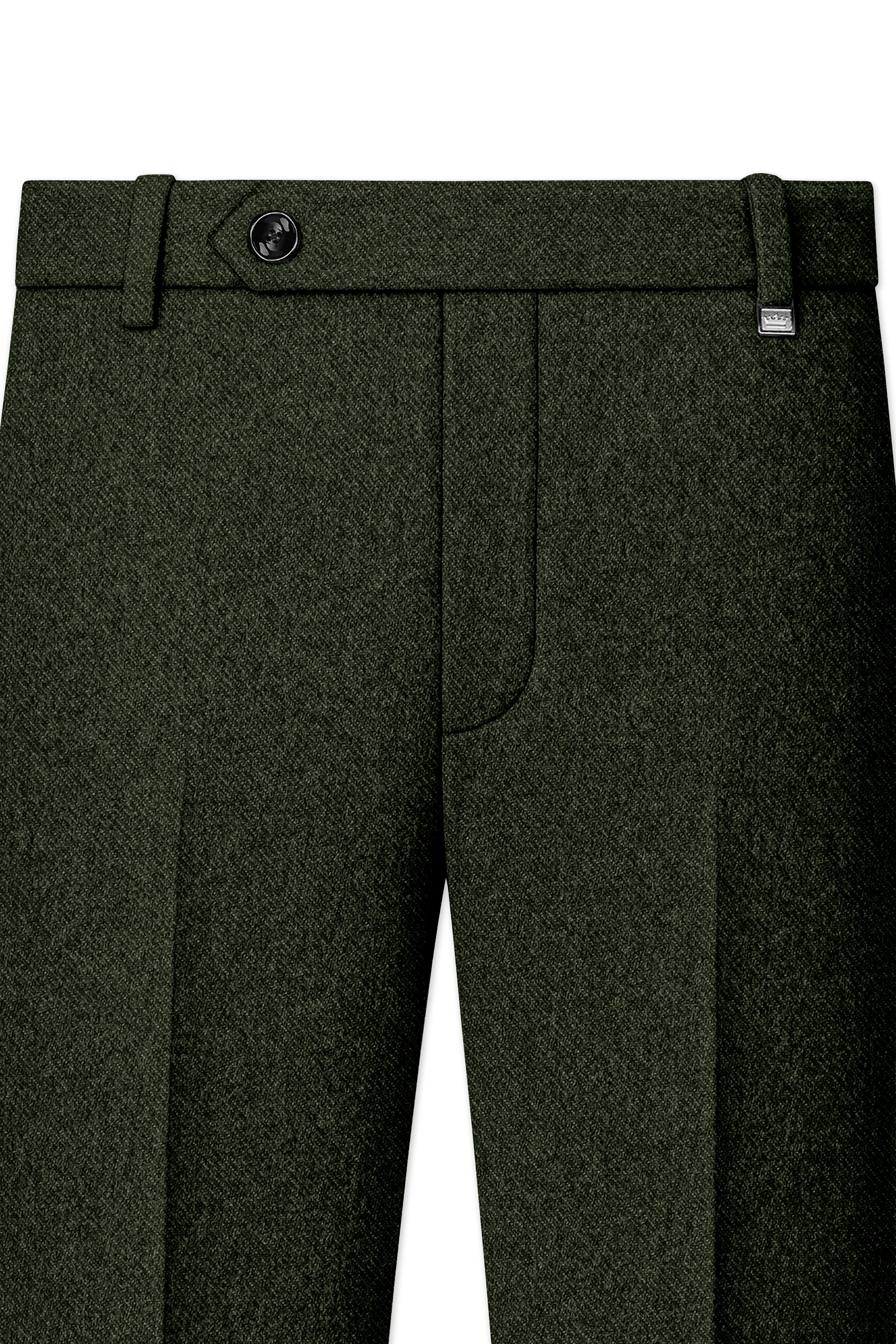 Olvoro-Rifle Green Textured Tweed Stretchable Waistband Pant
