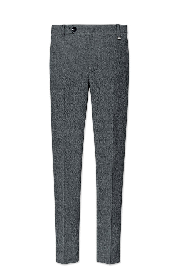 Gravano-Ship Gray Textured Tweed Stretchable Waistband Pant