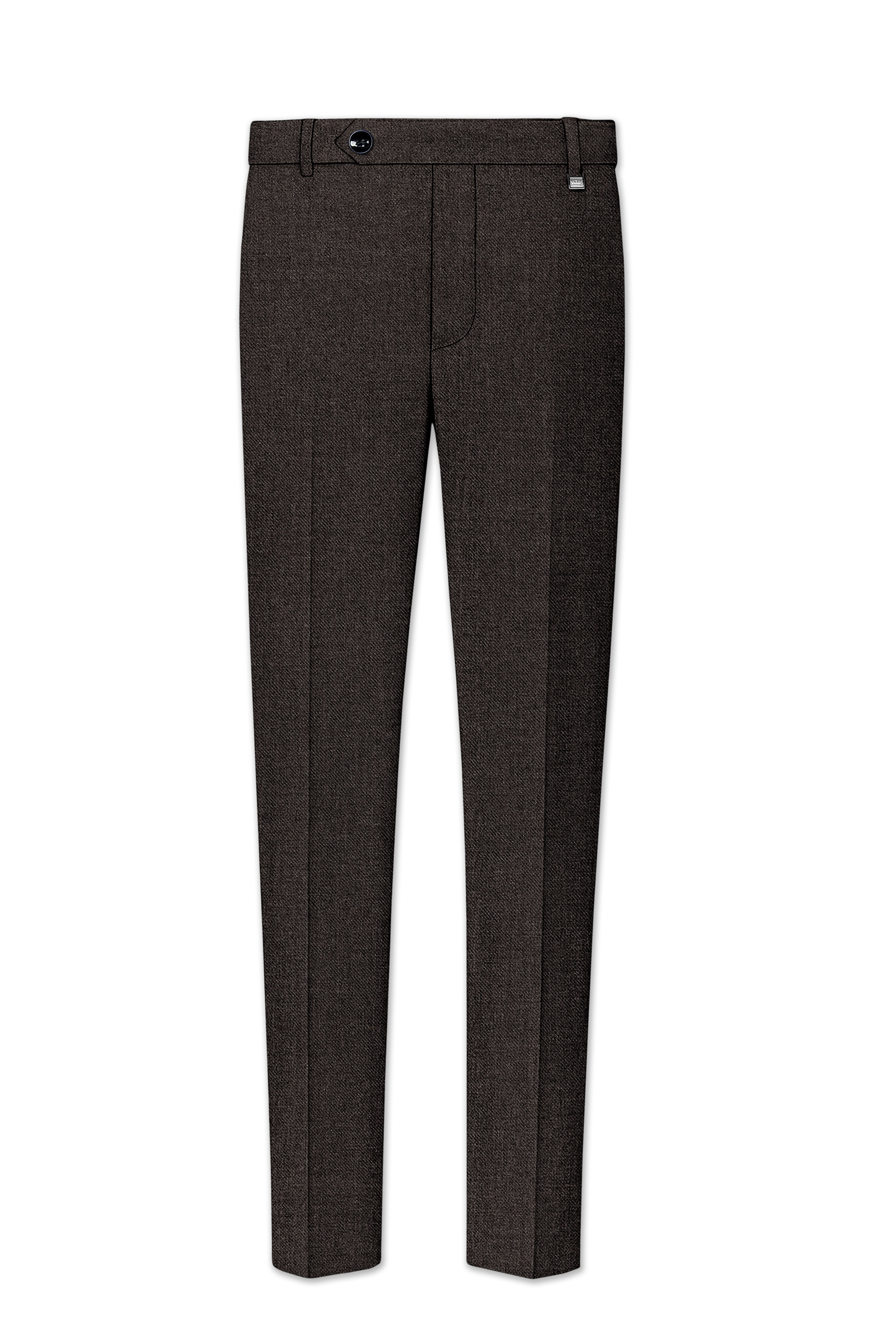 Auregond-Gondola Brown Textured Stretchable Waistband Pant