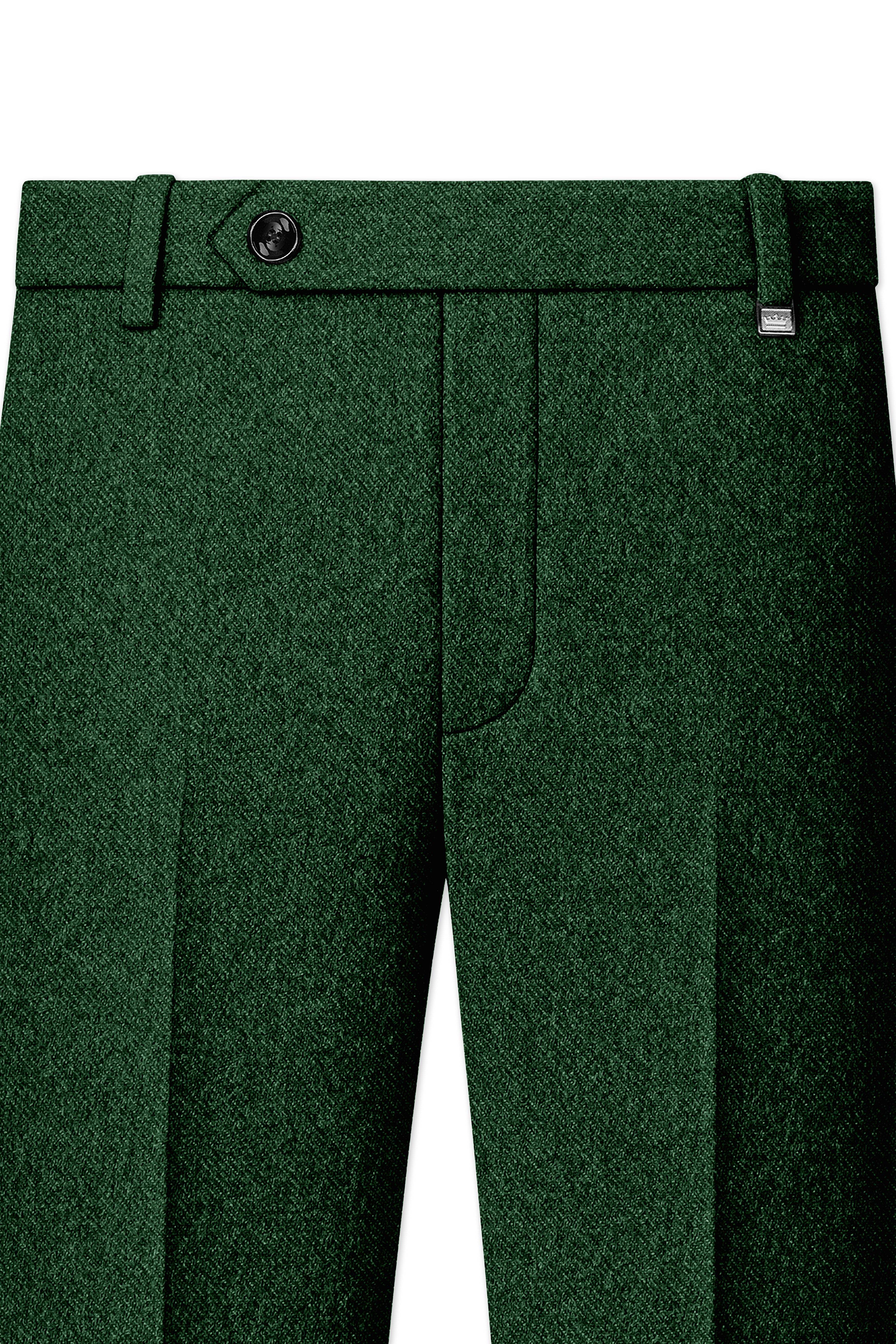 Virenza-Mystle Green Textured Tweed Stretchable Waistband Pant