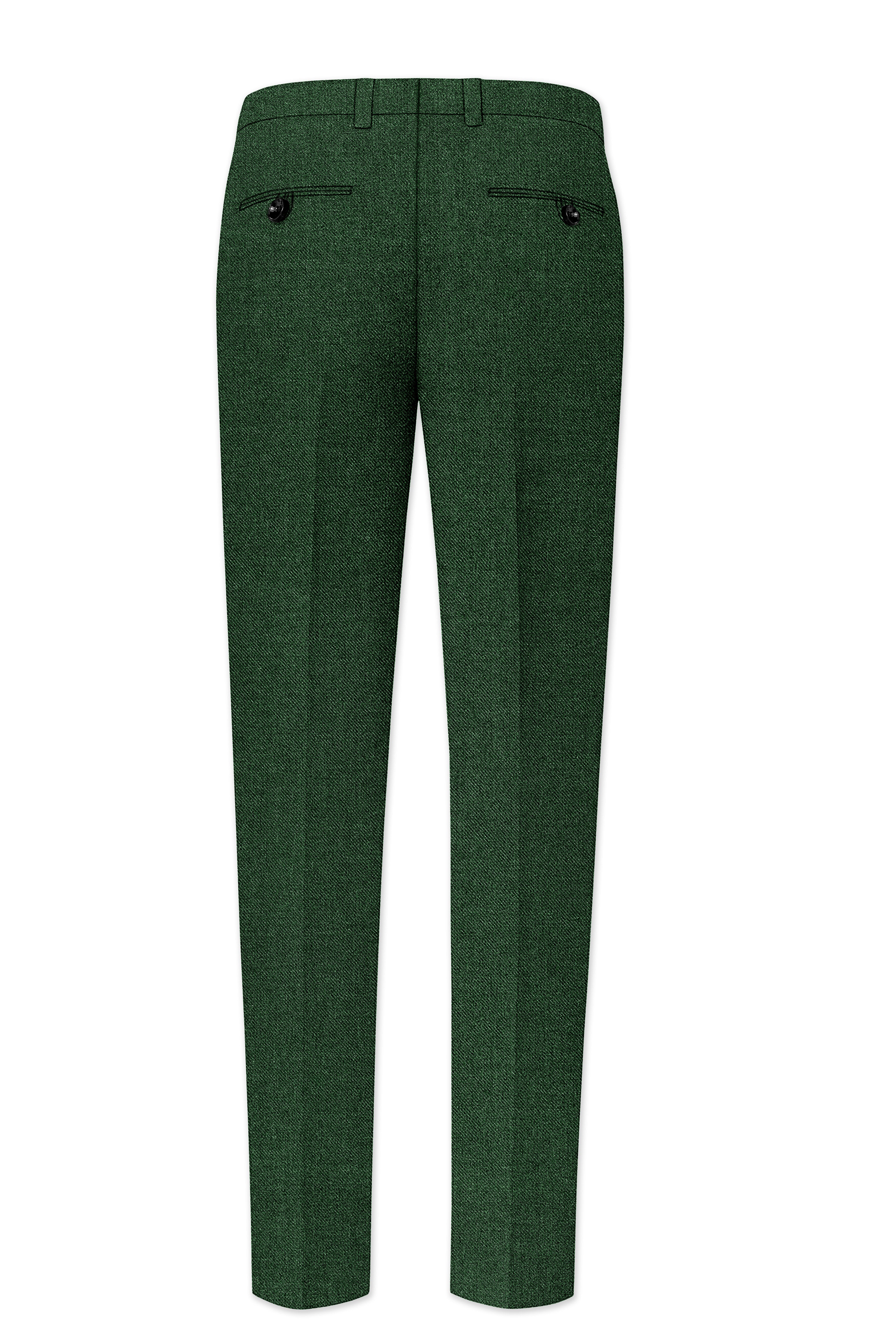 Virenza-Mystle Green Textured Tweed Stretchable Waistband Pant