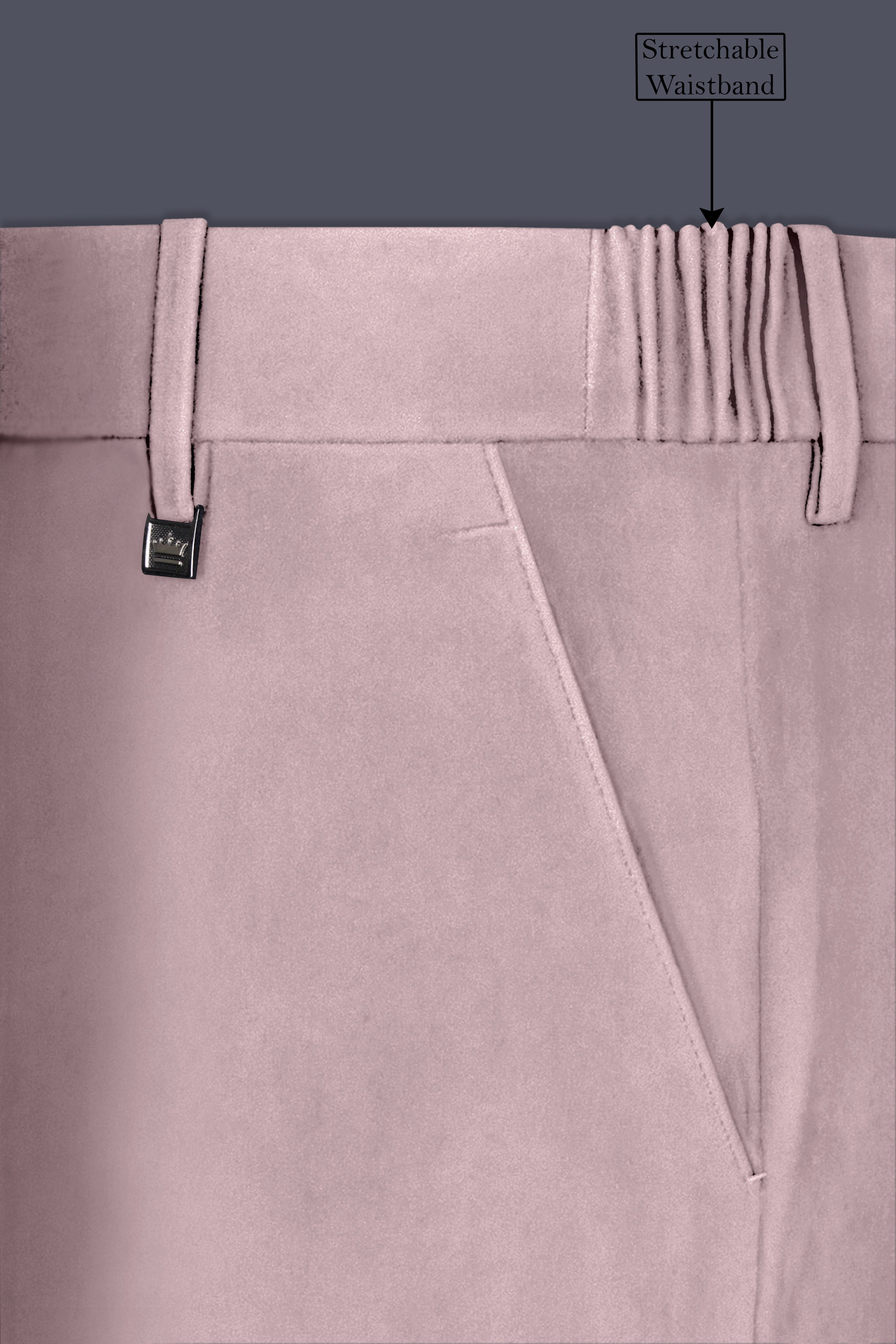 Rosvoro-Calming Pink Velvet Stretchable Waistband Pant