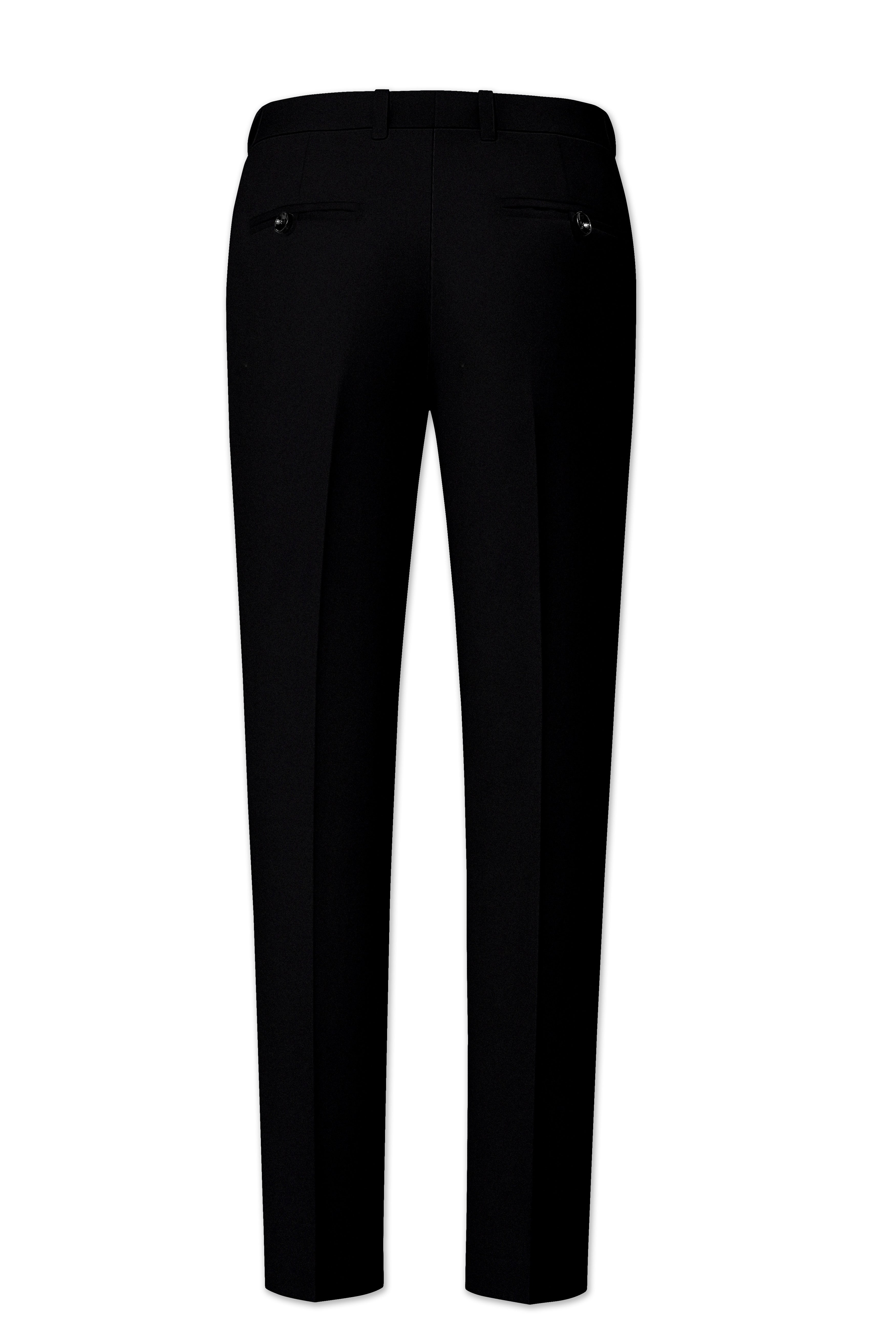 Kuro-Japanese Jade Black 4-Way Stretch Wrinkle-Free Wool Rich Stretchable Waistband Pant