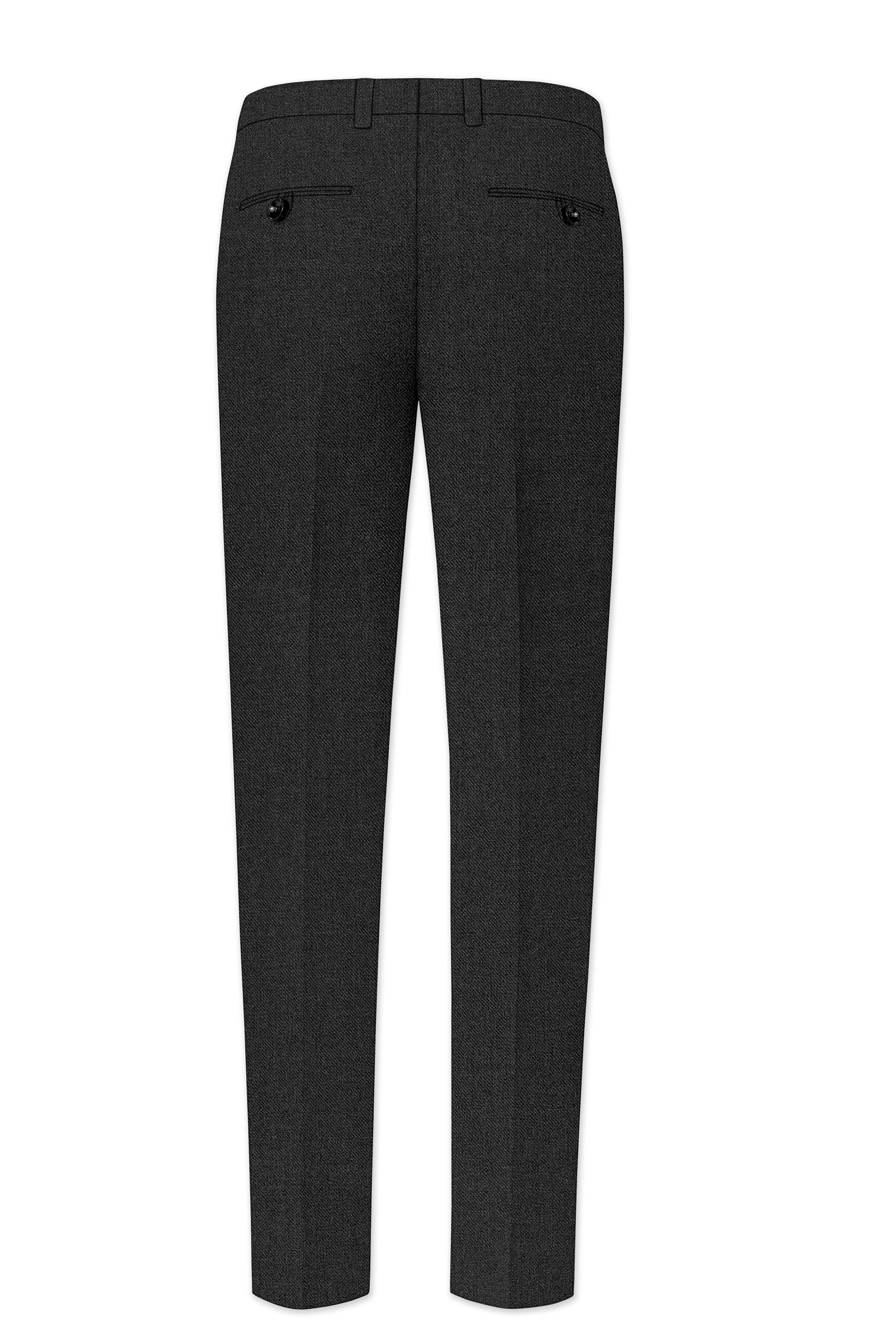Cinerro-Mine Shaft Gray Textured Tweed Stretchable Waistband Pant