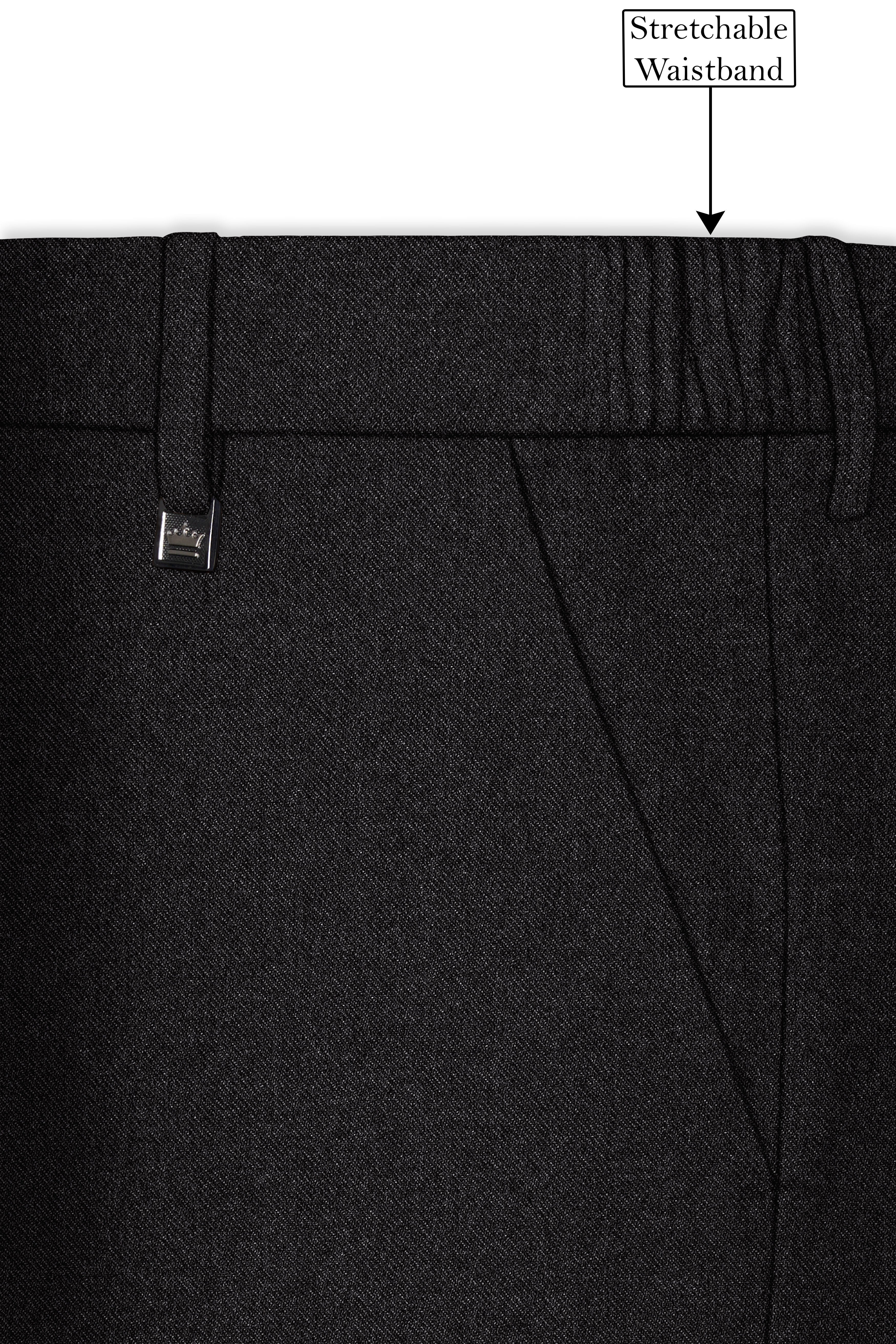 Cinerro-Mine Shaft Gray Textured Tweed Stretchable Waistband Pant