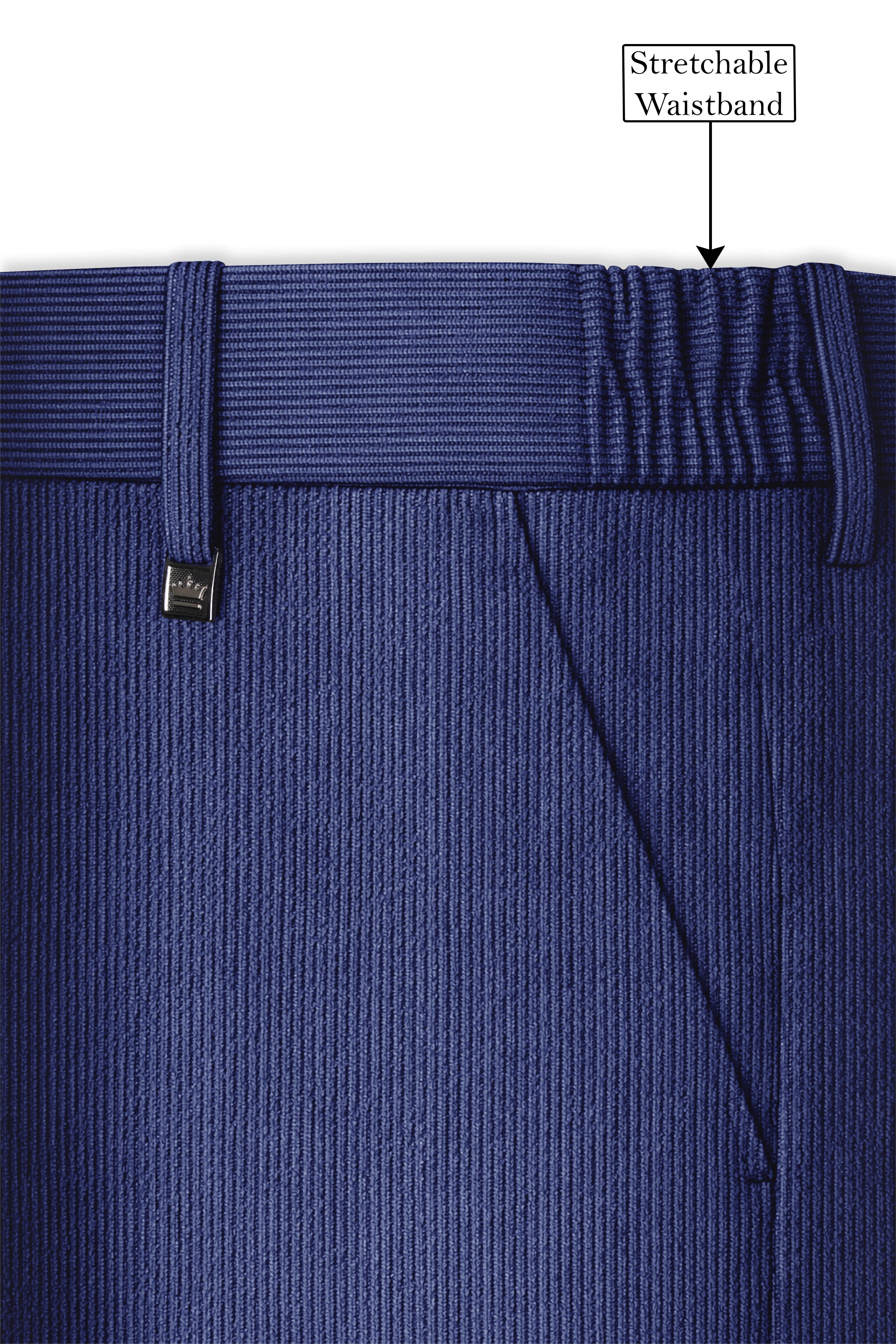 Slatzen-Slate Blue Corduroy Premium Stretchable Waistband Pant