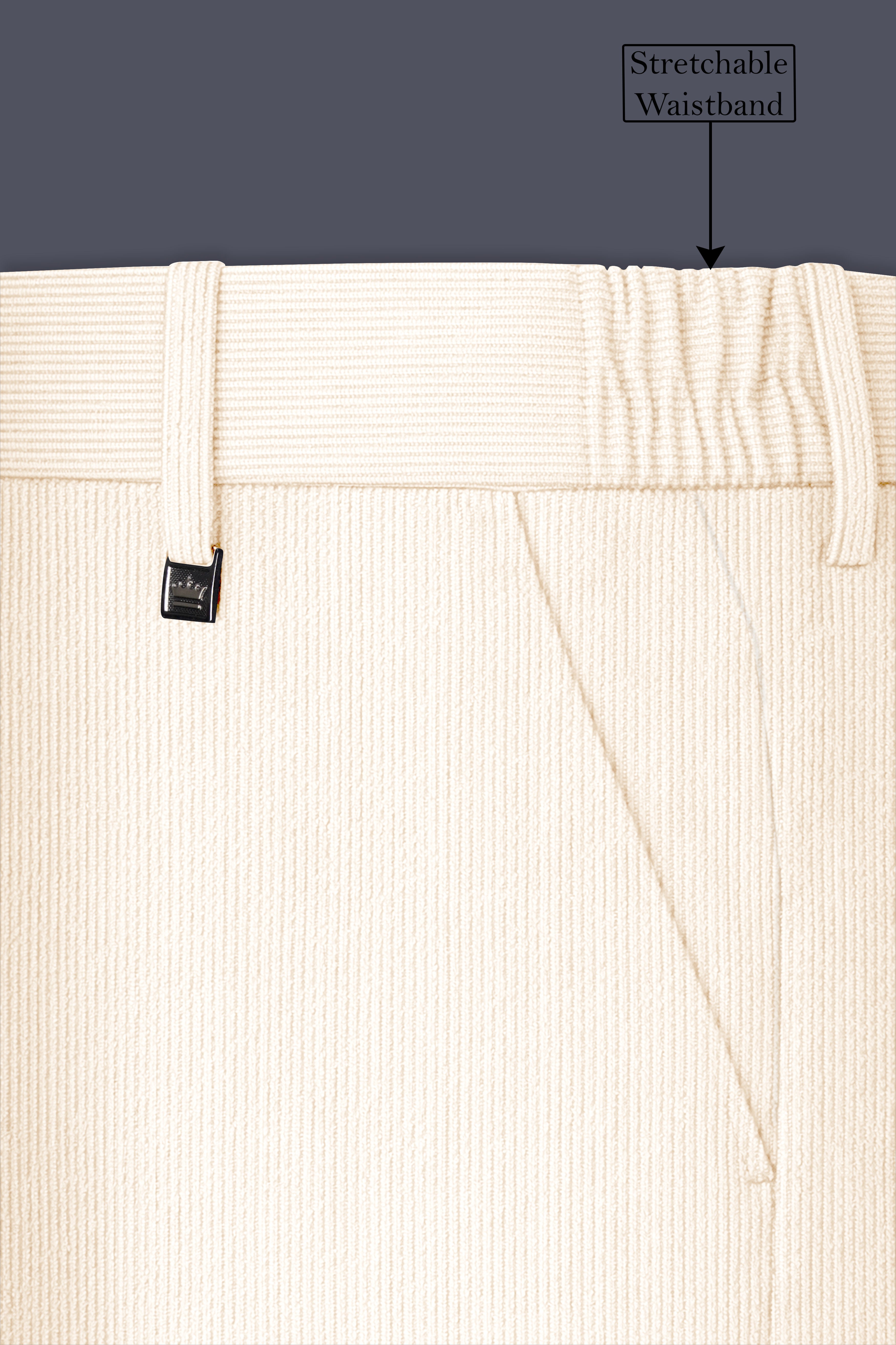 Ivoro-Swizzle Cream Corduroy Premium Stretchable Waistband Pant