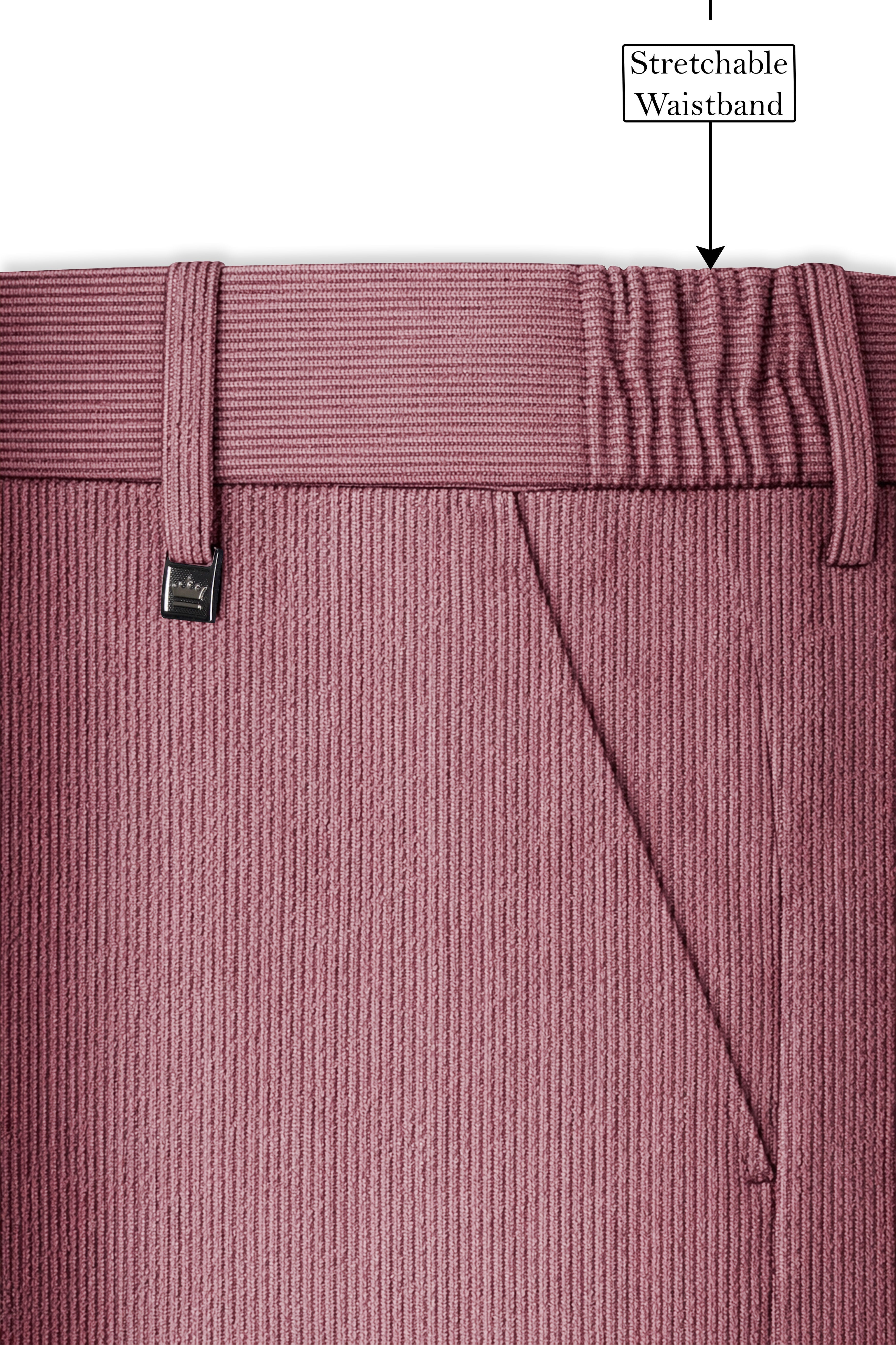 Petalux-Oriental Pink Corduroy Premium Stretchable Waistband Pant