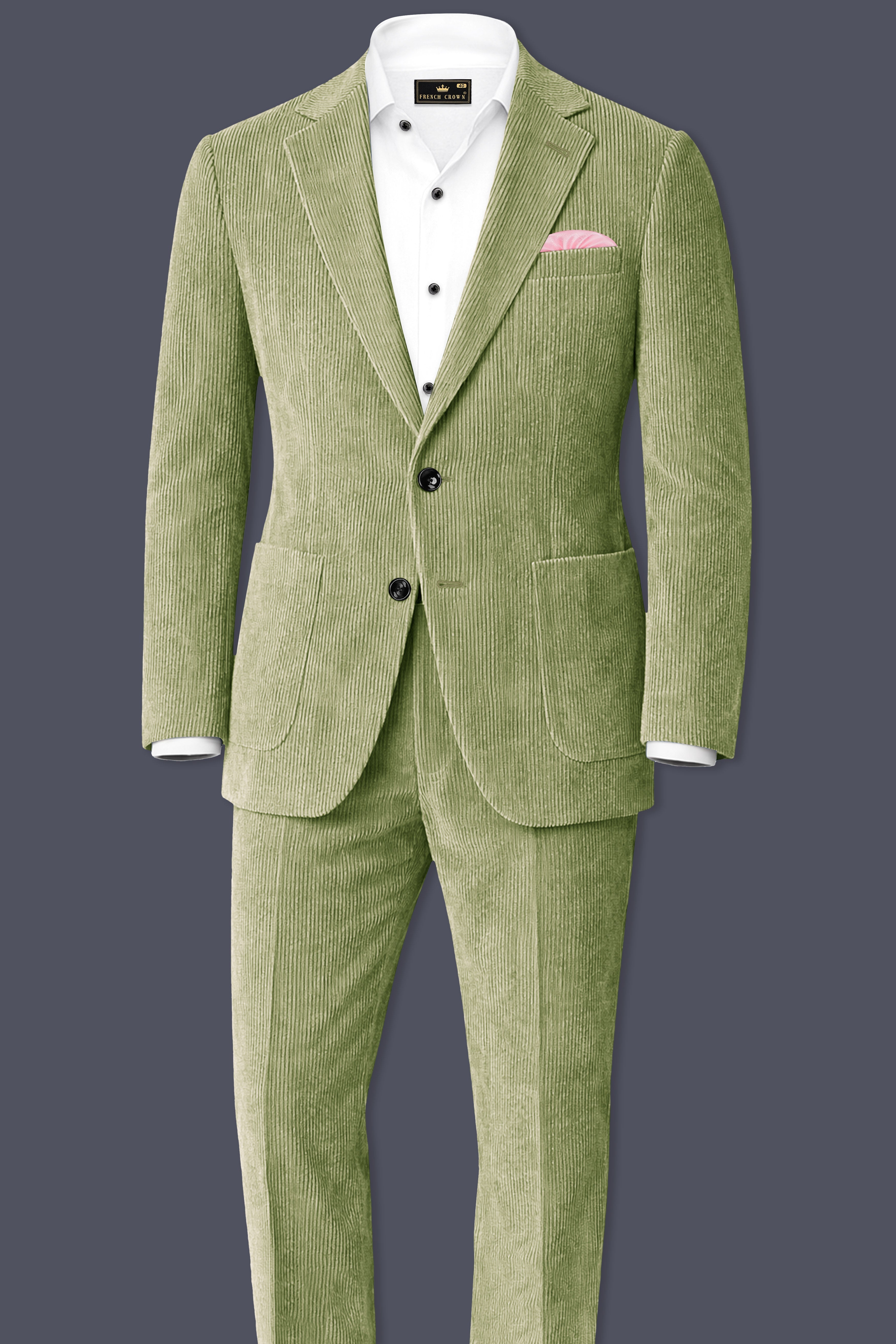 Aurethist-Thistle Green Corduroy Premium Stretchable Waistband Pant