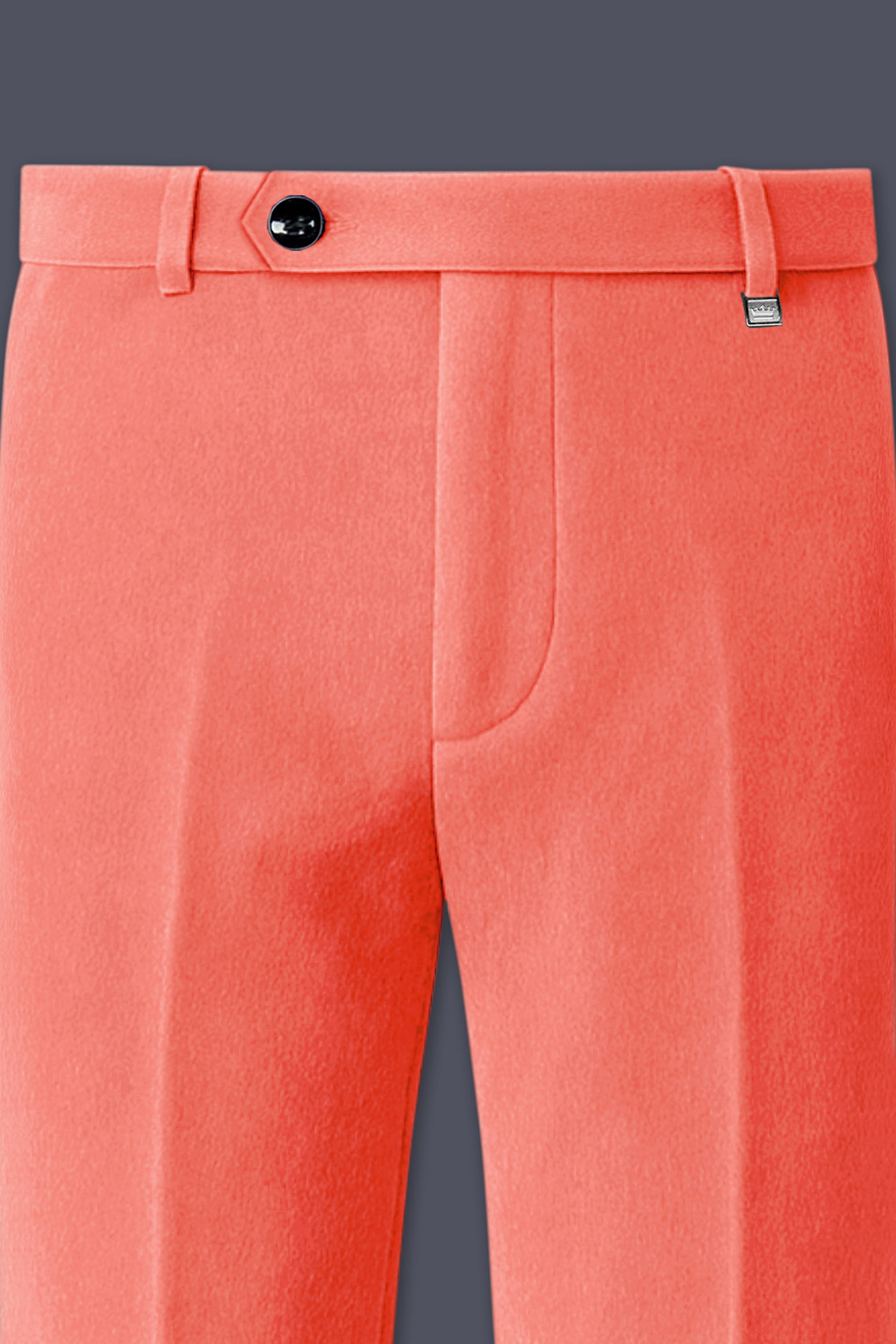 Saffron-Bittersweet Orange Velvet Stretchable Waistband Pant