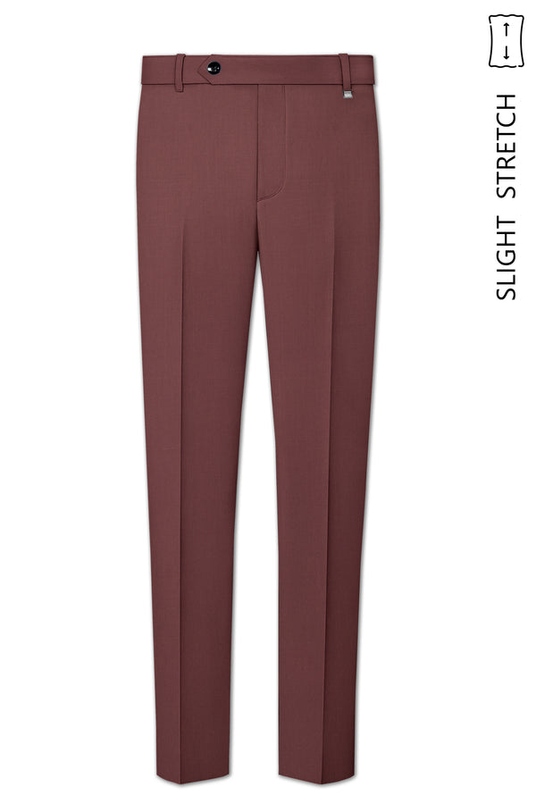 Heritage-Finch Maroon Wool Rich Slight Stretch Pant