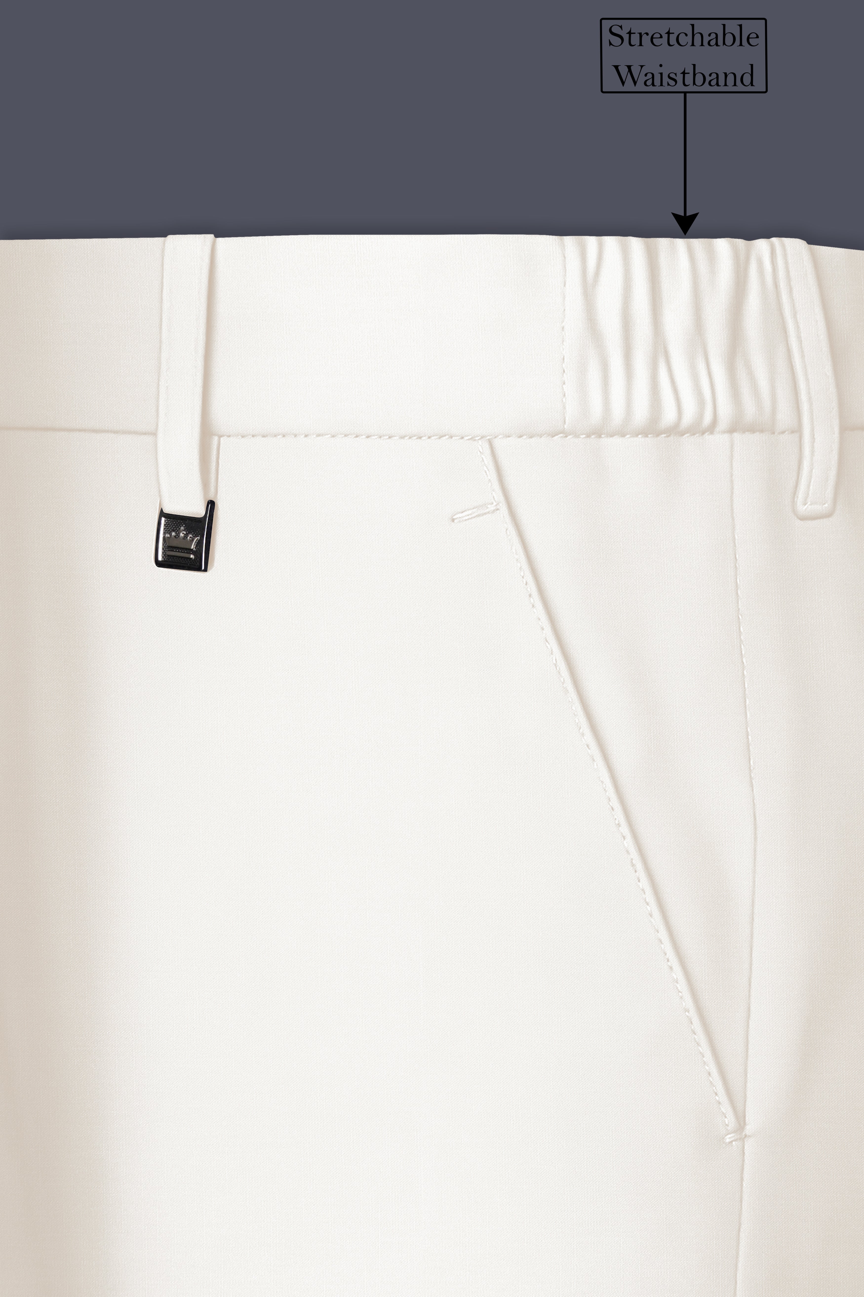 Ivory-Cararra Cream Wool Rich Slight Stretch Pant