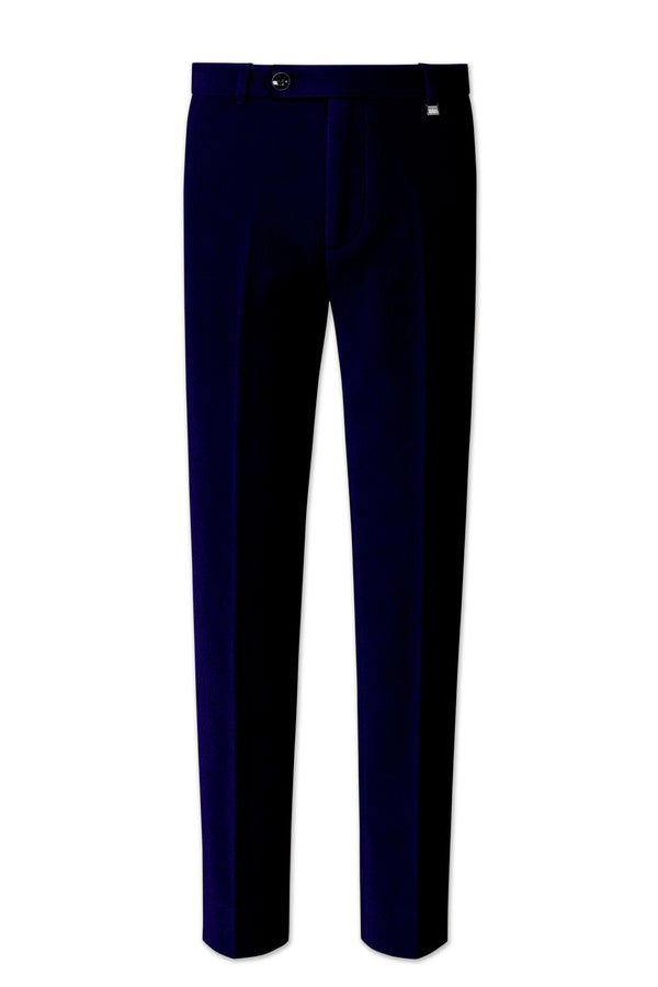 Aether-Stratos Blue Velvet Stretchable Waistband Pant