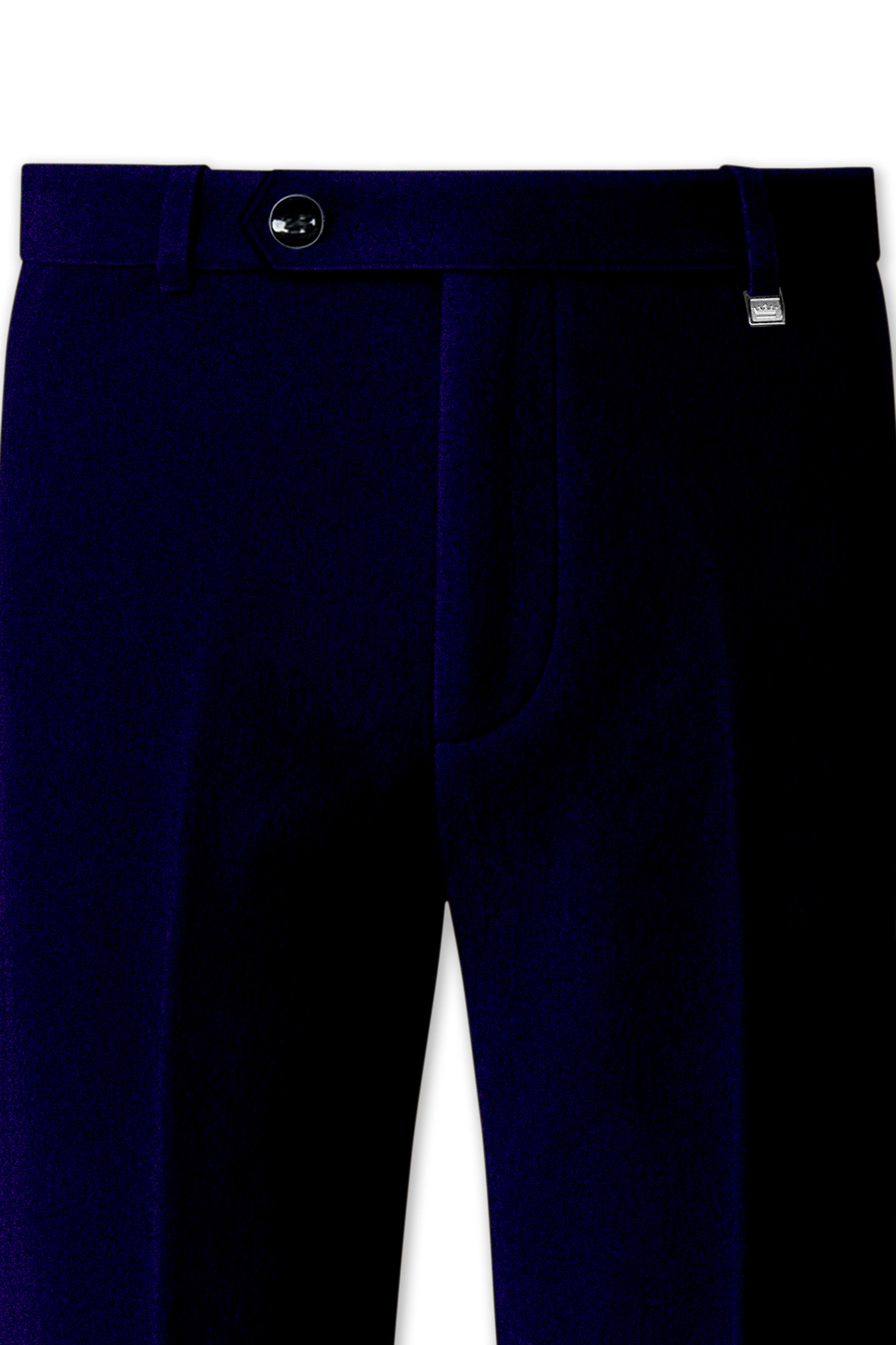 Aether-Stratos Blue Velvet Stretchable Waistband Pant