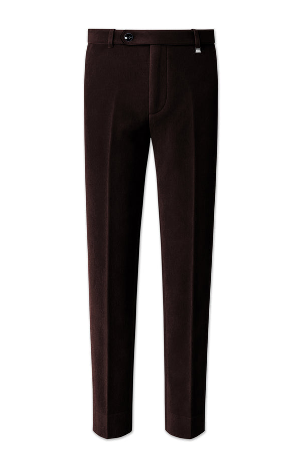 Imperial-Acadia Brown Velvet Stretchable Waistband Pant