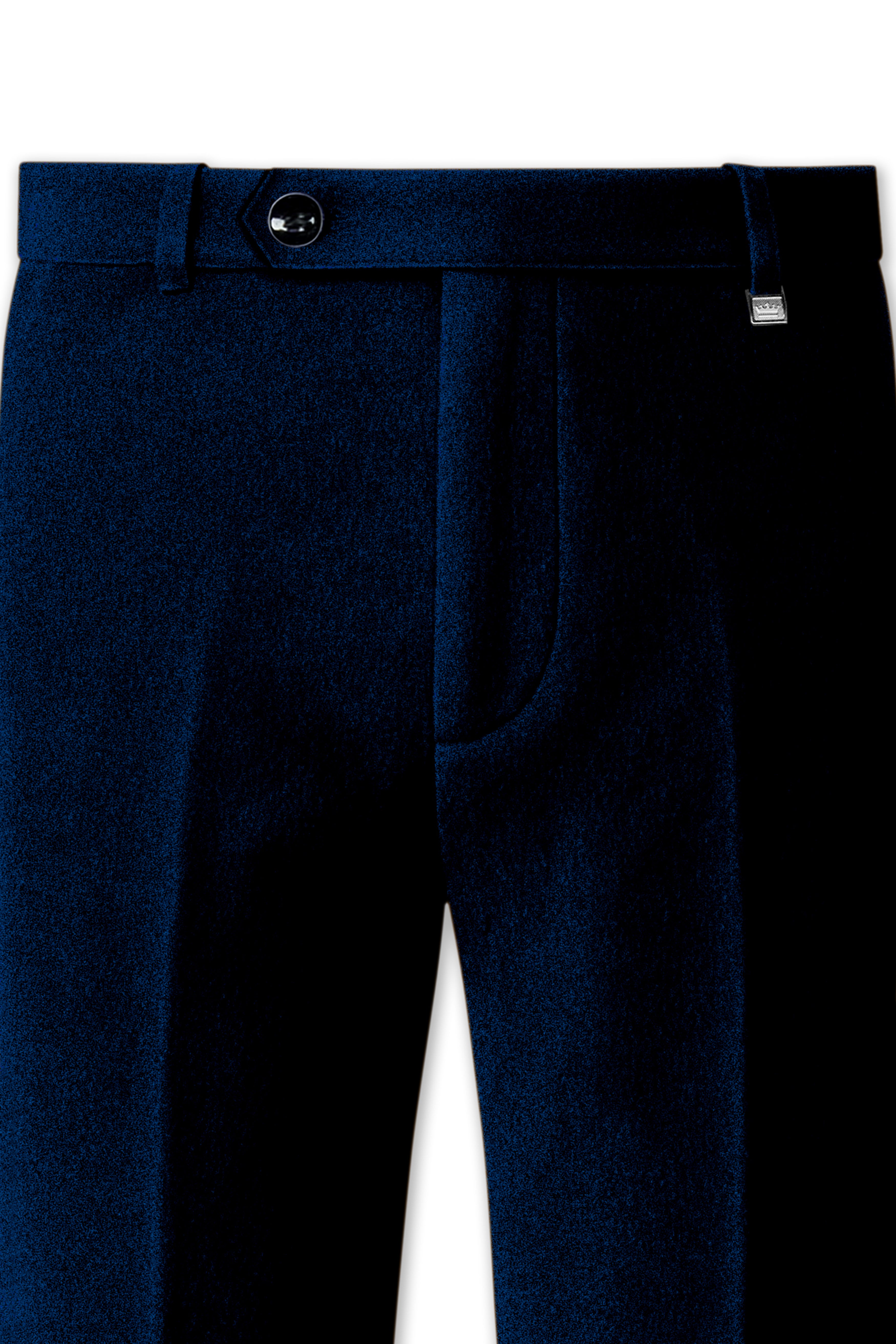 Ashen-Cinder Blue Velvet Stretchable Waistband Pant